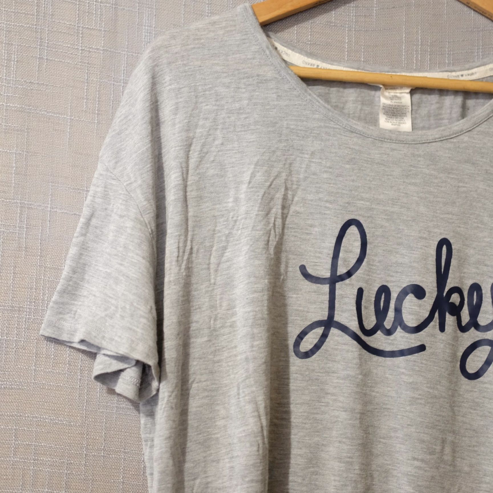 Lucky Brand VINTAGE Lucky Brand T-Shirt Womens XL Grey Spell Out Super Soft Size XL / US 12-14 / IT 48-50 - 2 Thumbnail