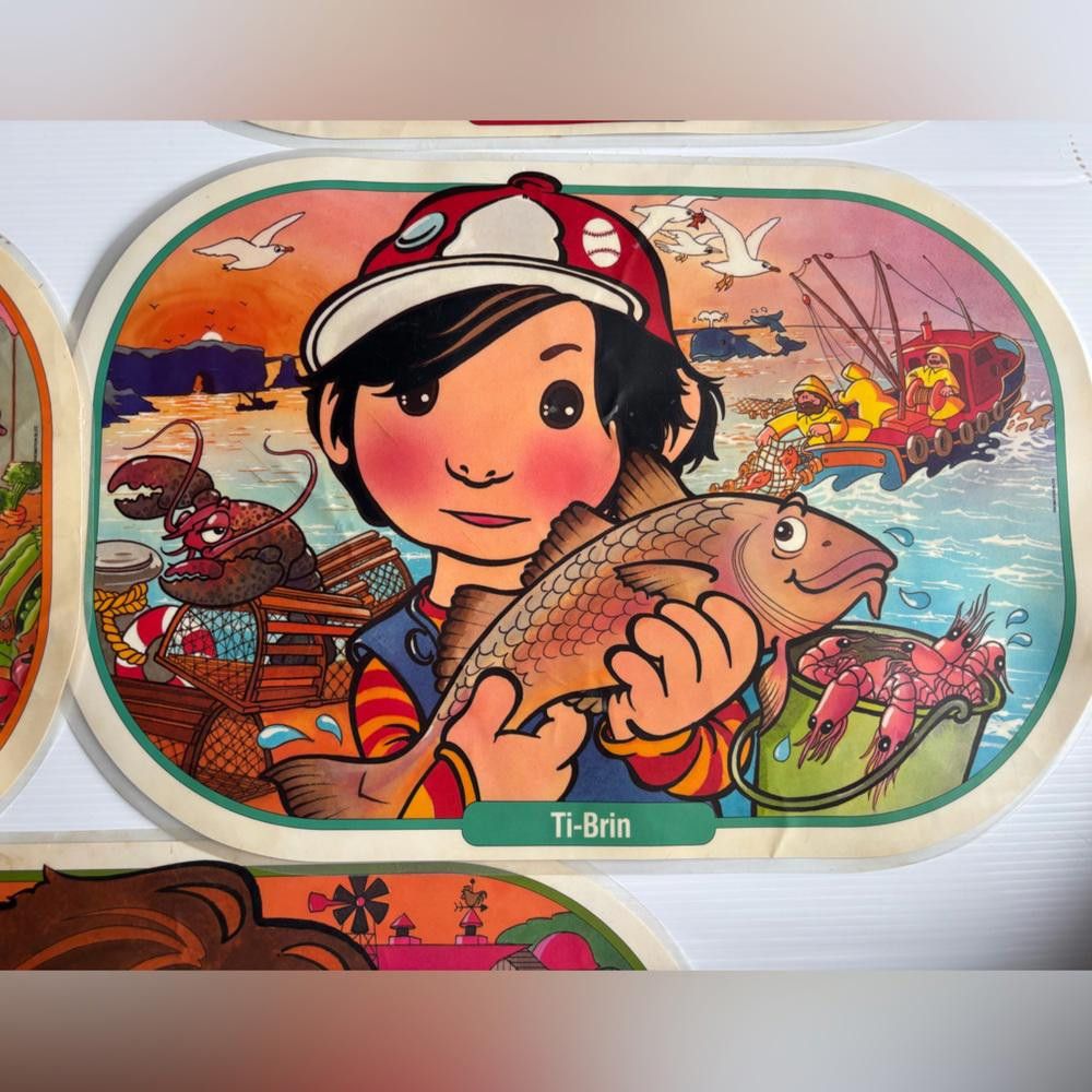 Designer Set of 7 Vintage Passe-Partout Canada Retro TV Placemats Size ONE SIZE - 4 Thumbnail