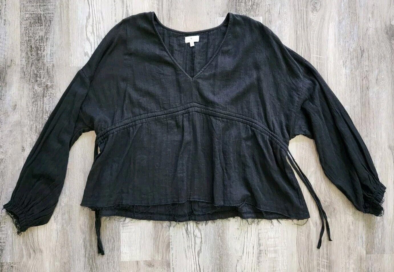 Designer True Craft Womens Top 3x Plus Size Black Boho V Neck Hippie Size 3XL / US 20-22 - 1 Thumbnail