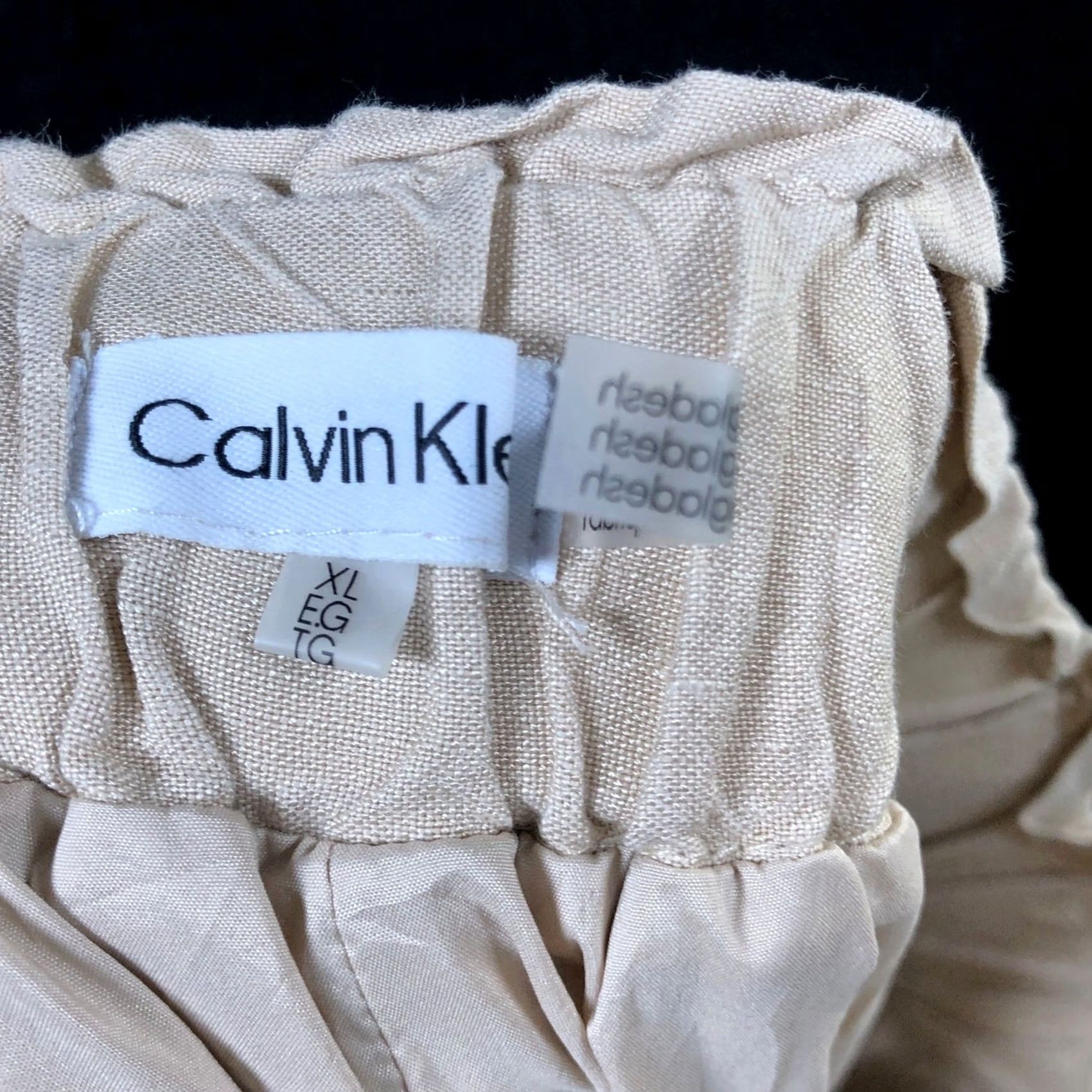 Calvin Klein Calvin Klein Women Pants Tan Pull On High Rise Lined Paperbag Linen Blend XL Size 40" / US 18 - 4 Thumbnail
