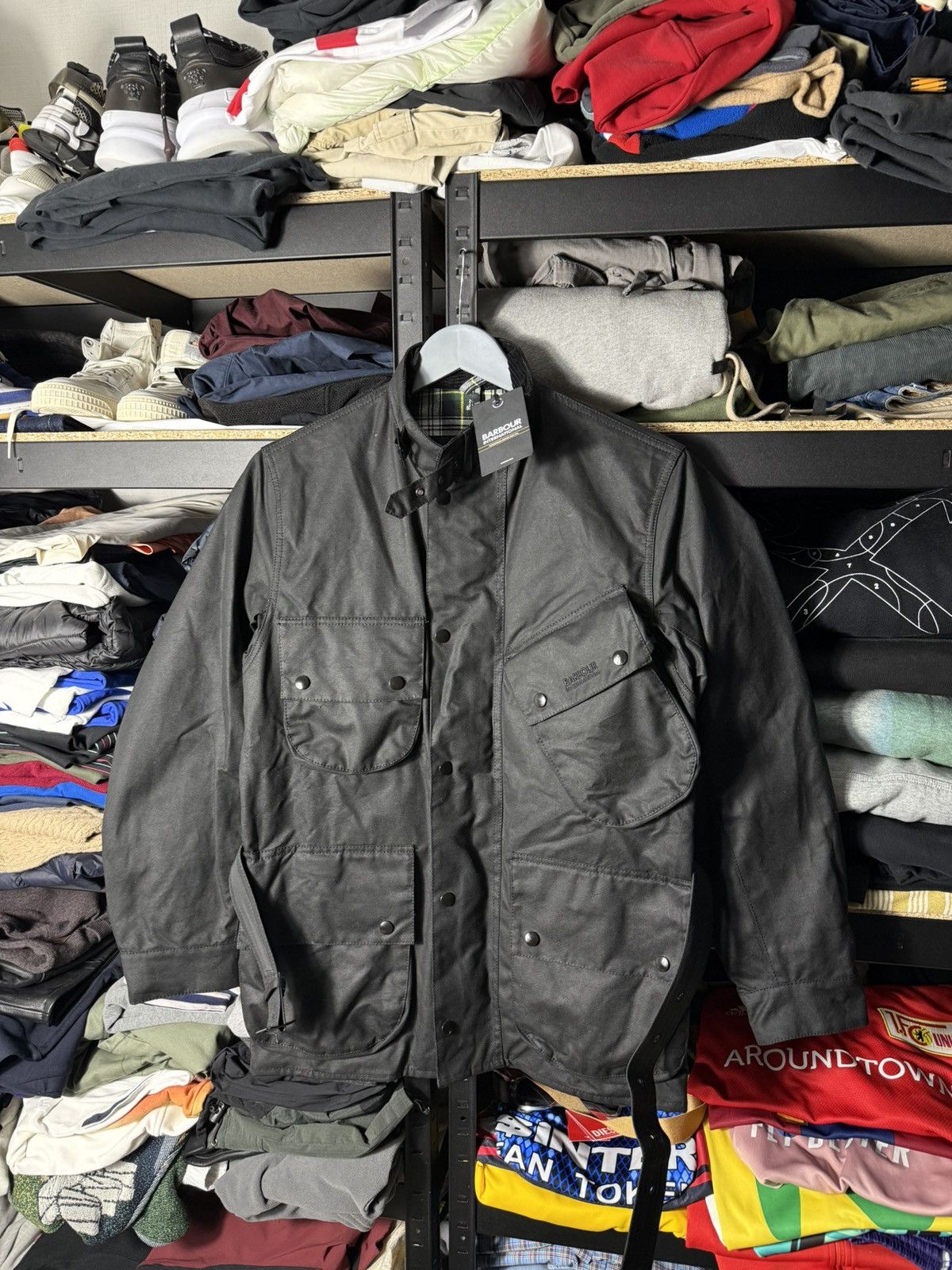 Barbour Barbour International A7 Wax Jacket Black Belted Moto Biker Size US S / EU 44-46 / 1 - 7 Thumbnail