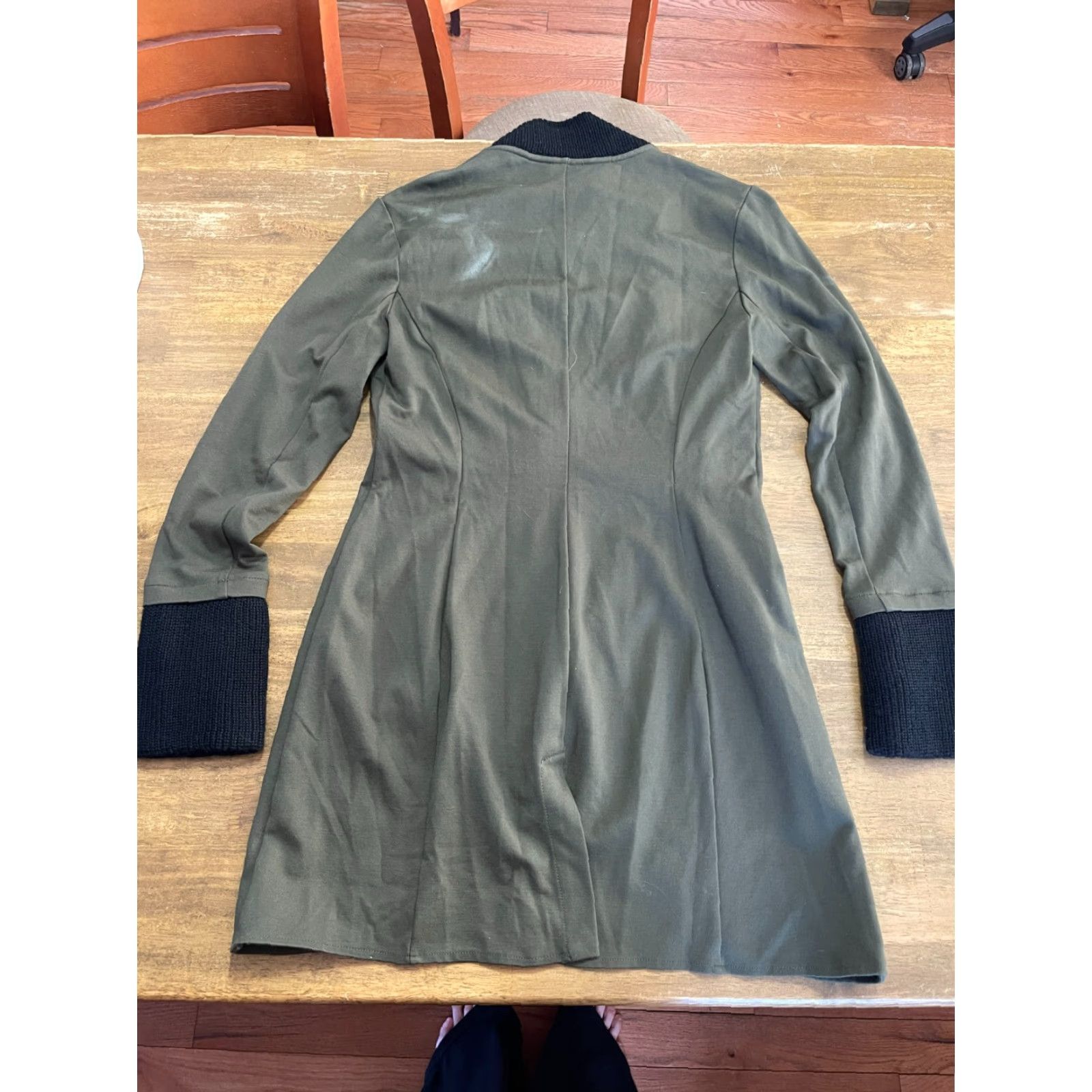 Venus Venus Jacket Women's Size 8 Black Green Button Up Long Coat Long Sleeve Casual Size M / US 6-8 / IT 42-44 - 2 Thumbnail