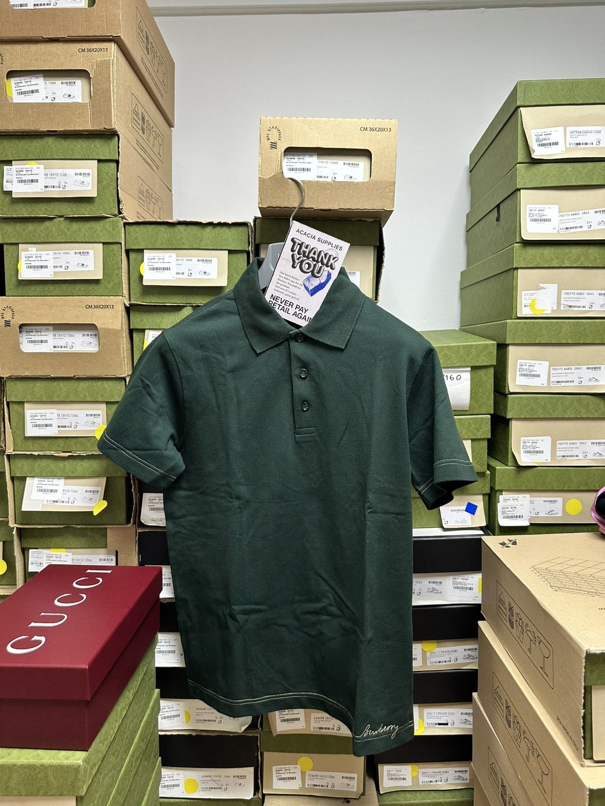 Burberry BURBERRY GREEN Polo Shirt with Embroidered Hem Size US M / EU 48-50 / 2 - 2 Thumbnail