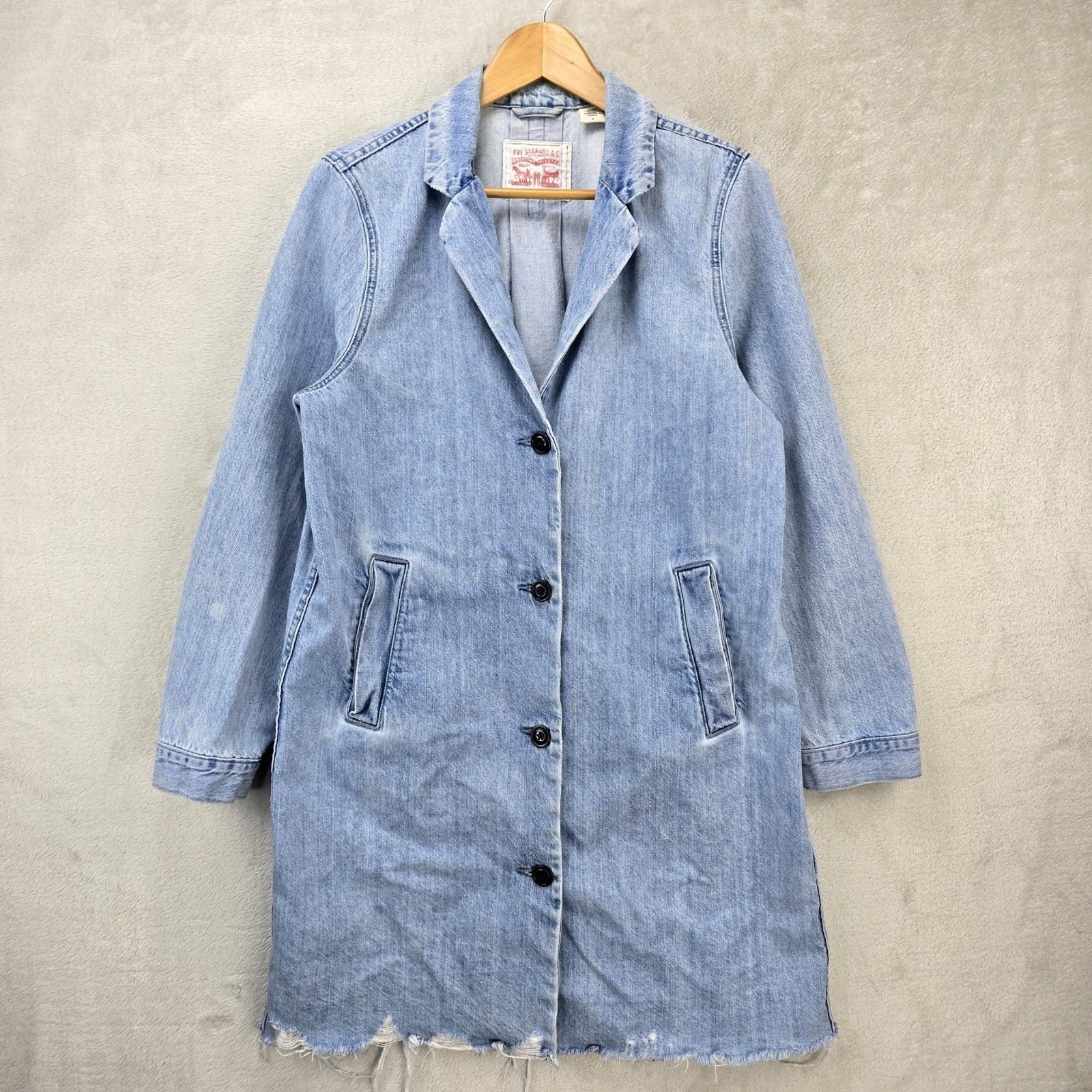 Levi's Levis Josette Duster Long Coat Medium Distressed Hem Western Size M / US 6-8 / IT 42-44 - 1 Thumbnail