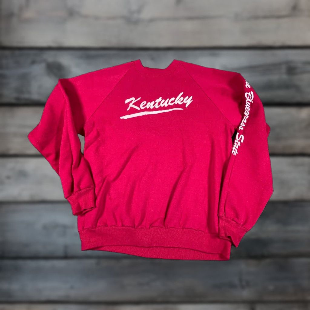 Vintage VINTAGE Kentucky Sweatshirt Shirt Adult Medium Red Raglan Sleeves Kentucky Bluegrass State 80s 90s Retro Graphic Print Mens Size US M / EU 48-50 / 2 - 1 Thumbnail