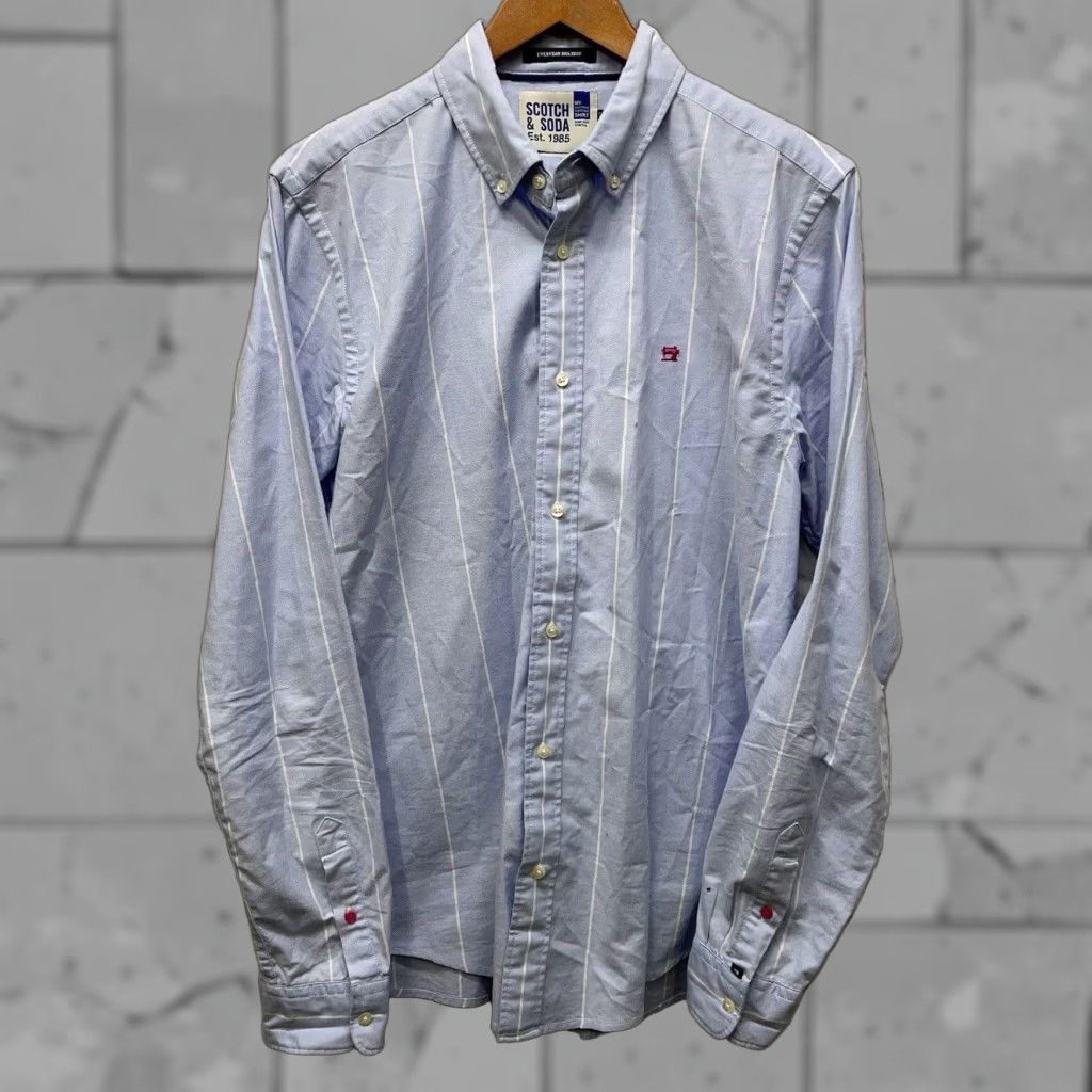 Scotch & Soda Scotch & Soda Blue Long Sleeve Button Down Oxford Shirt Mens L Size US L / EU 52-54 / 3 - 1 Thumbnail