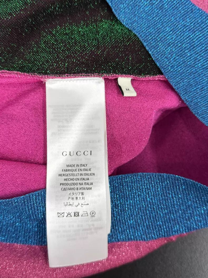 Gucci Gucci Pink and green bright line cat head knitted cardigan Size M / US 6-8 / IT 42-44 - 5 Thumbnail