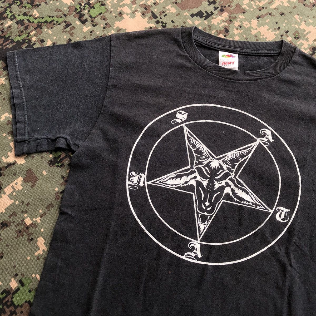 Band Tees × Vintage Vtg Satan Sigil Of Baphomet Pentagram Tshirt Size US S / EU 44-46 / 1 - 1 Thumbnail