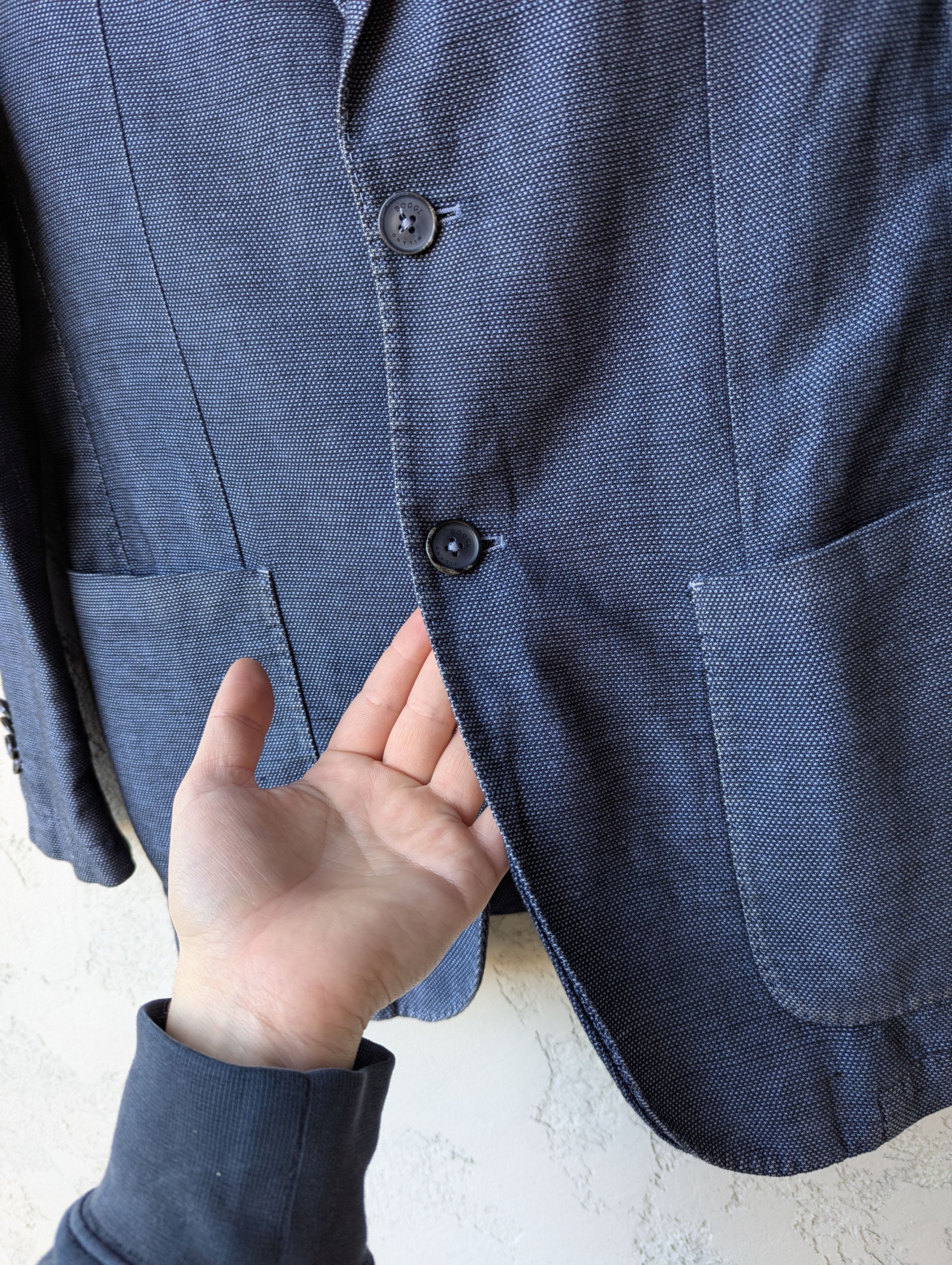 Boggi Boggi Milano Linen-Blend Blazer Blue Slim Fit Jacket Size 38S - 9 Thumbnail