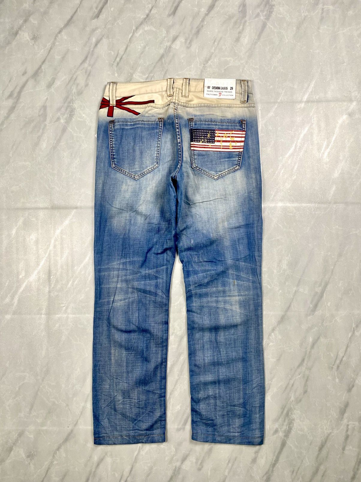 Other Fabder USA Flag Great Britain Washed Jeans Size US 34 / EU 50 - 2 Thumbnail