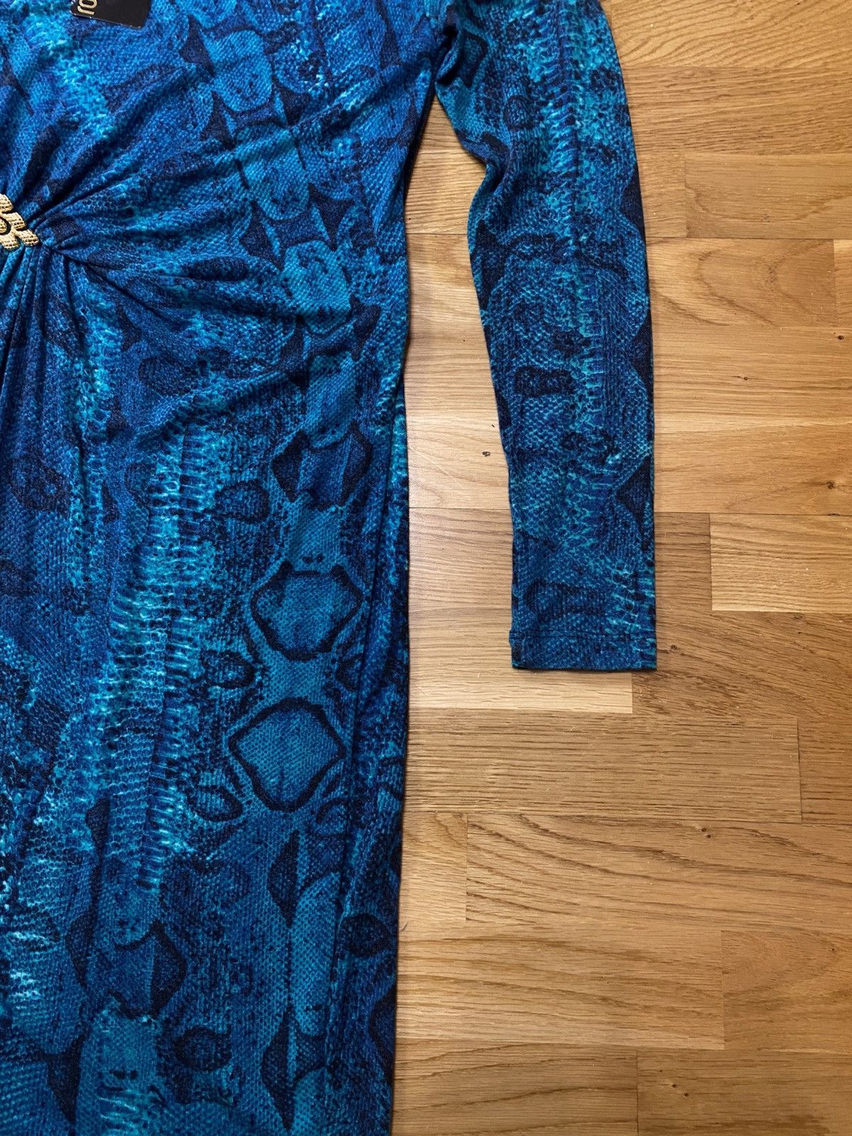 Roberto Cavalli Roberto Cavalli Blue Snake Print Midi Dress GoldSize M Italy Size M / US 6-8 / IT 42-44 - 5 Thumbnail