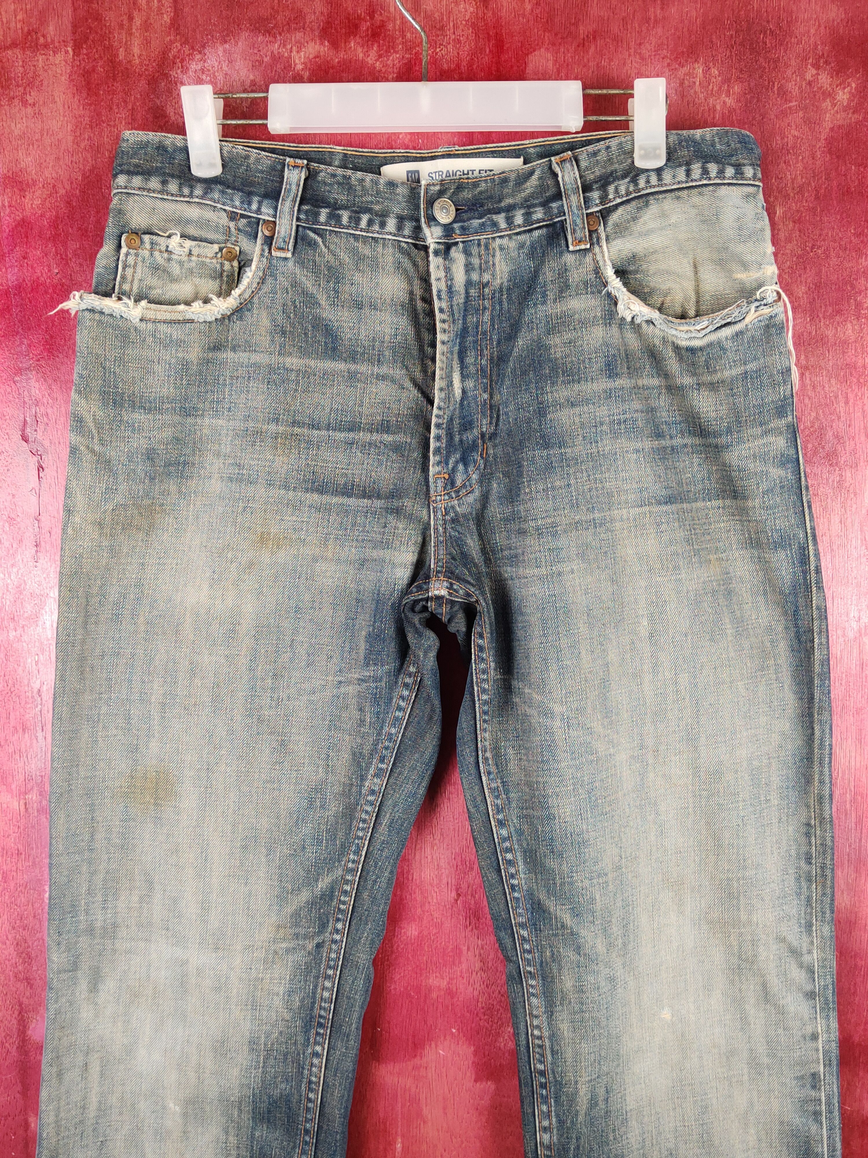 Gap Gap Dark Olive Faded Distressed Ripped Jeans #S2206/7 Size US 32 / EU 48 - 2 Thumbnail