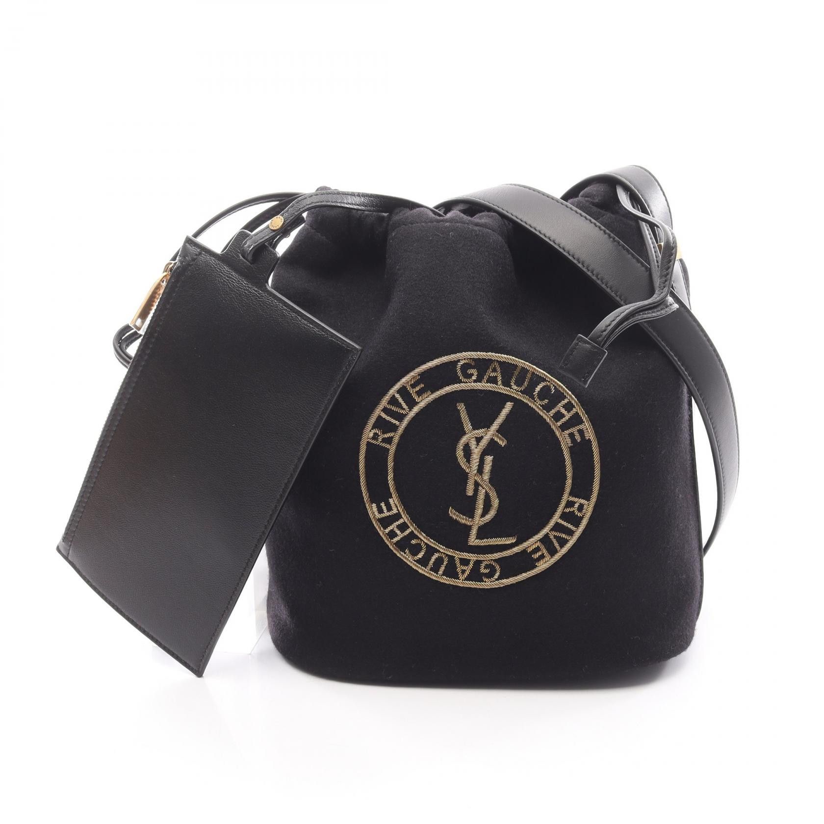 Yves Saint Laurent Yves Saint Laurent Saint Laurent Paris Rive Gauche Wool Leather Bucket Bag Textile Shoulder Bag DUTY FREE for USA Size ONE SIZE - 1 Thumbnail