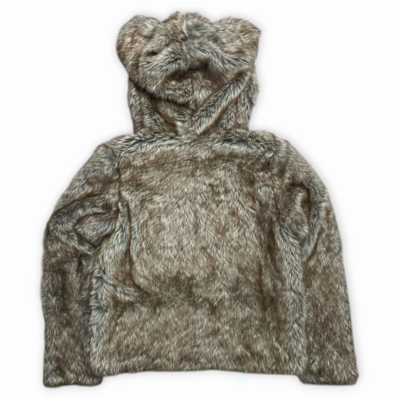 Ne-Net Ne-net Brown Fluffy Faux Fur Zip Up Hoodie Size M / US 6-8 / IT 42-44 - 3 Thumbnail