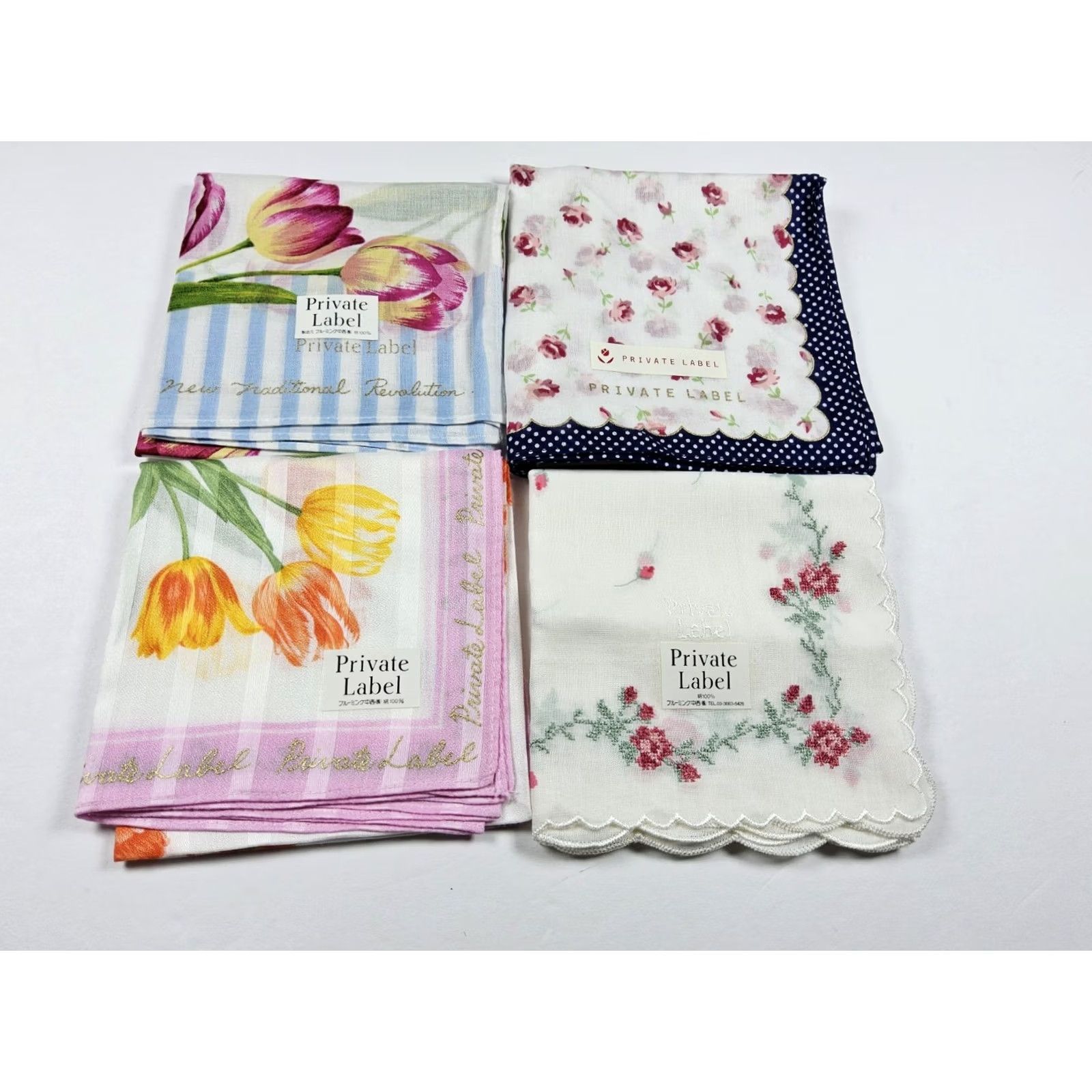 Vintage Private Label Handkerchief Neckerchief Bandana Scarf Cotton Floral Lot Of 4 Size ONE SIZE - 2 Thumbnail
