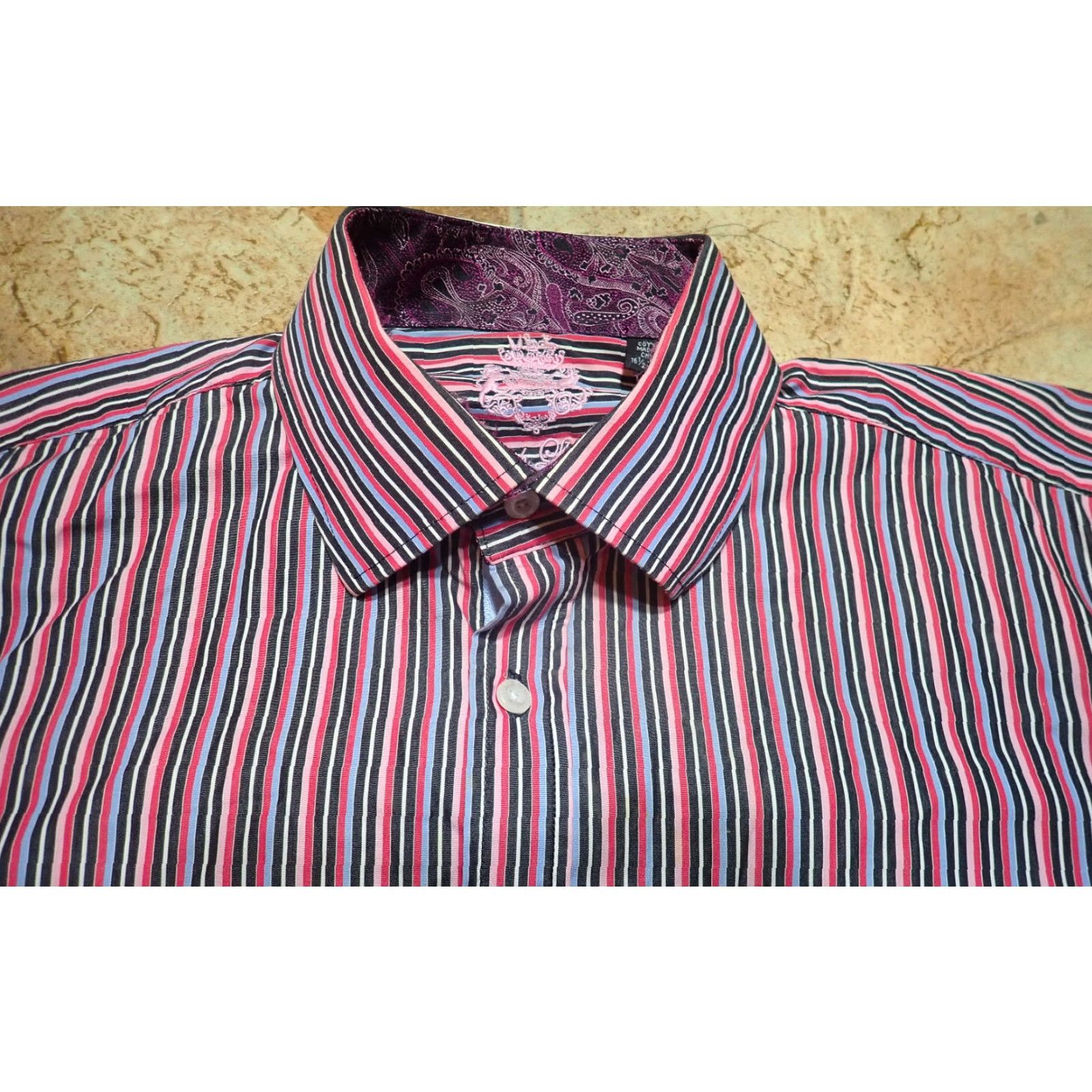 English Laundry English Laundry Button Shirt Mens L Stripe Cotton 16.5x34/35 Size US L / EU 52-54 / 3 - 6 Thumbnail