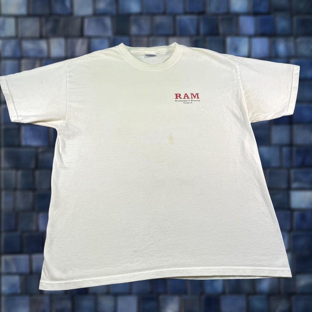 Hanes Vintage Hanes Beefy-T Shirt Mens L White RAM Restaurant & Brewery Chicago Buttface Amber Ale Graphic Print Crew Neck Short Sleeve 90s Humor Pub Beer Size US L / EU 52-54 / 3 - 1 Thumbnail