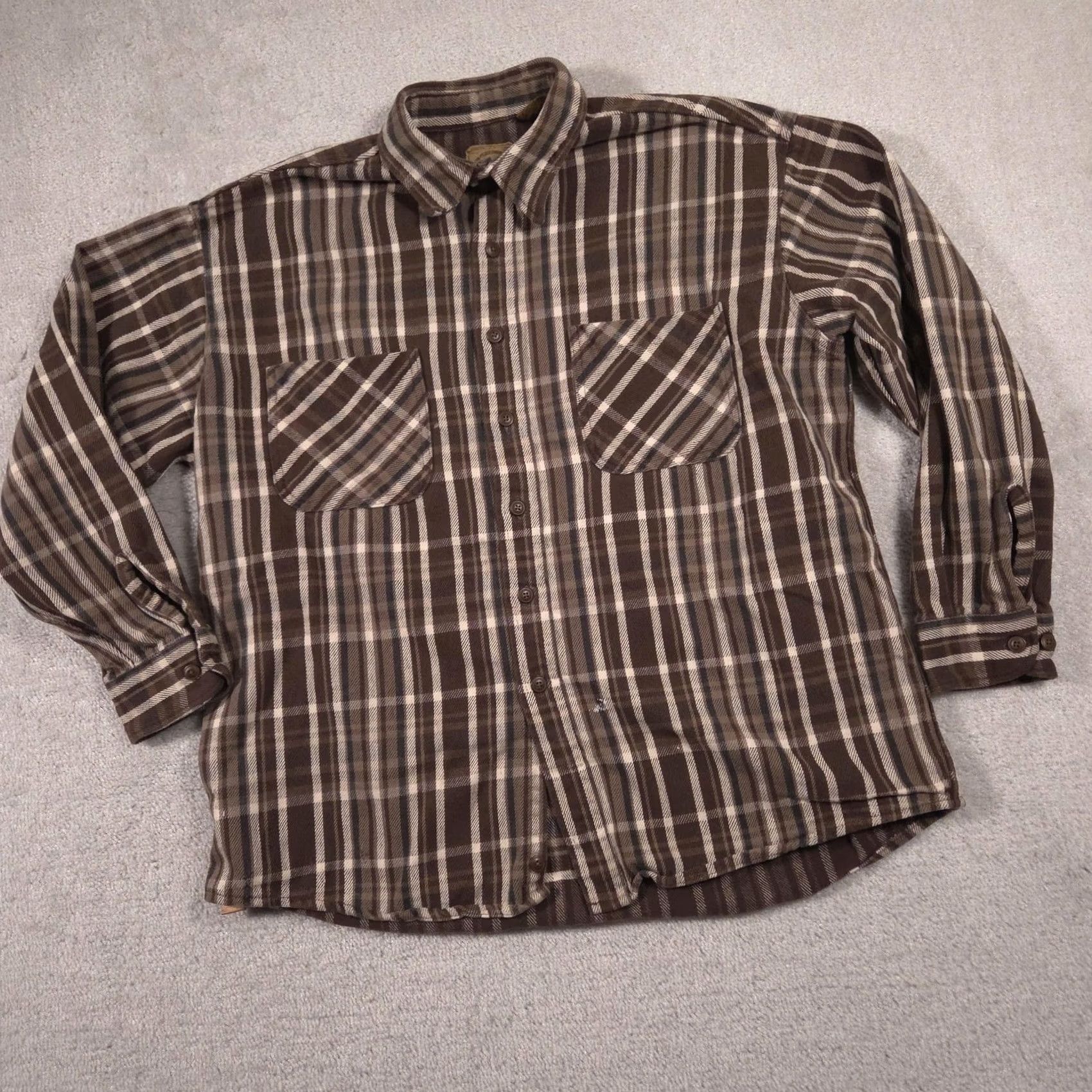 Duluth Trading Company Duluth Trading Co Shirt Mens XL Brown Plaid Flannel Button Front Long Sleeve Size US XL / EU 56 / 4 - 2 Thumbnail