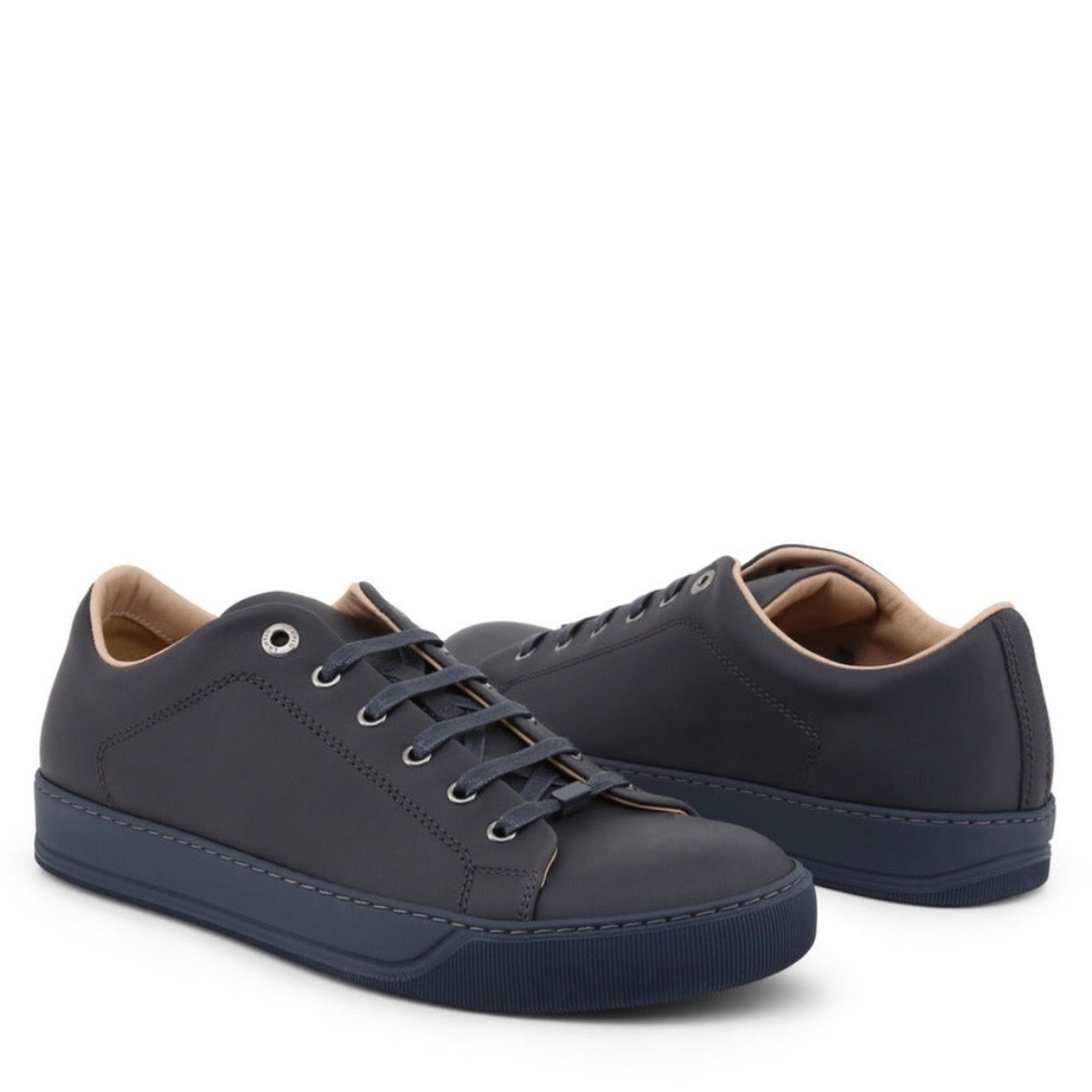 Lanvin Men's Dark Blue Calfskin Low Top Sneakers Size 8