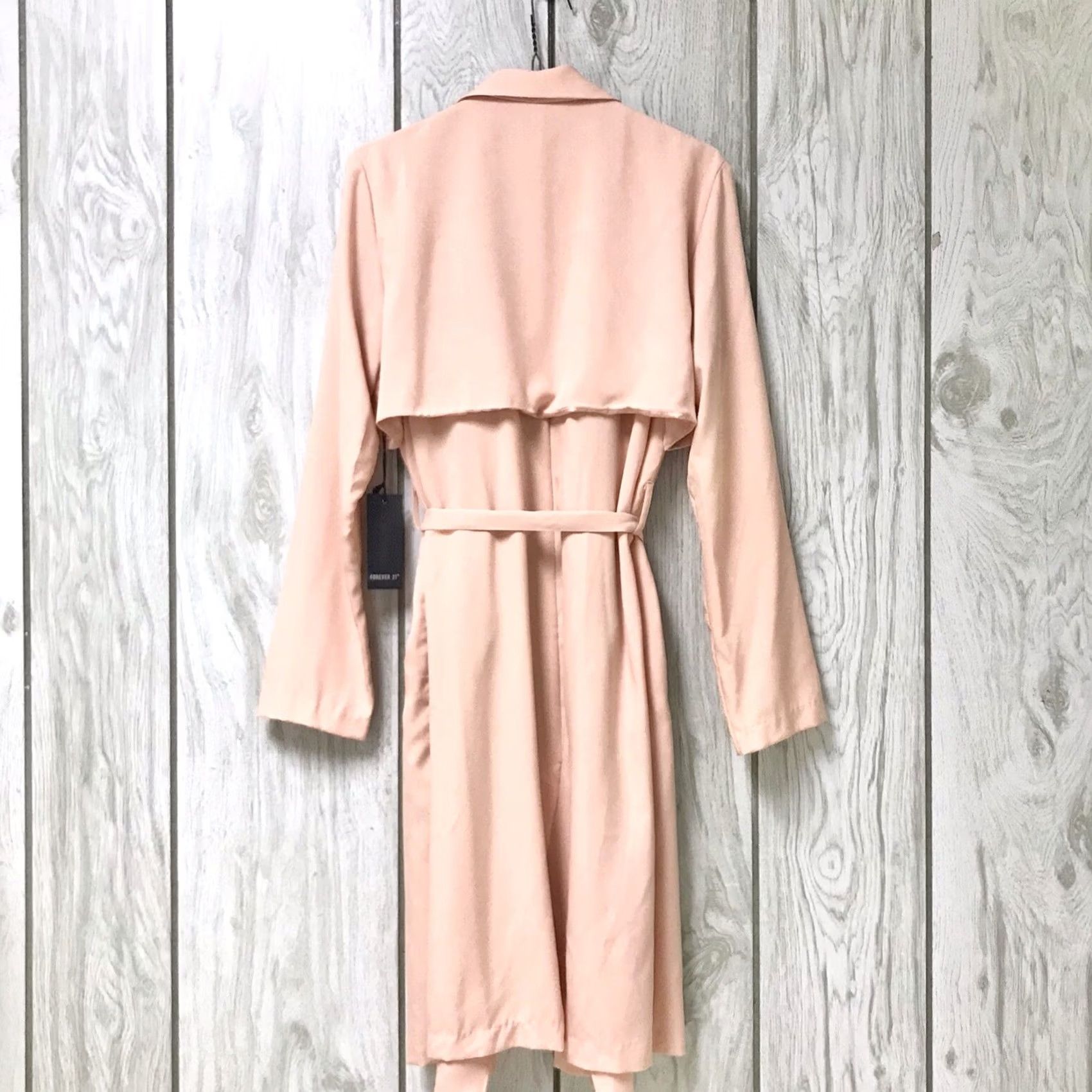 Forever 21 Forever 21 Women Creamy Peach Belted Tie-Waist Waterfall Trench Coat Jacket M Size M / US 6-8 / IT 42-44 - 2 Thumbnail