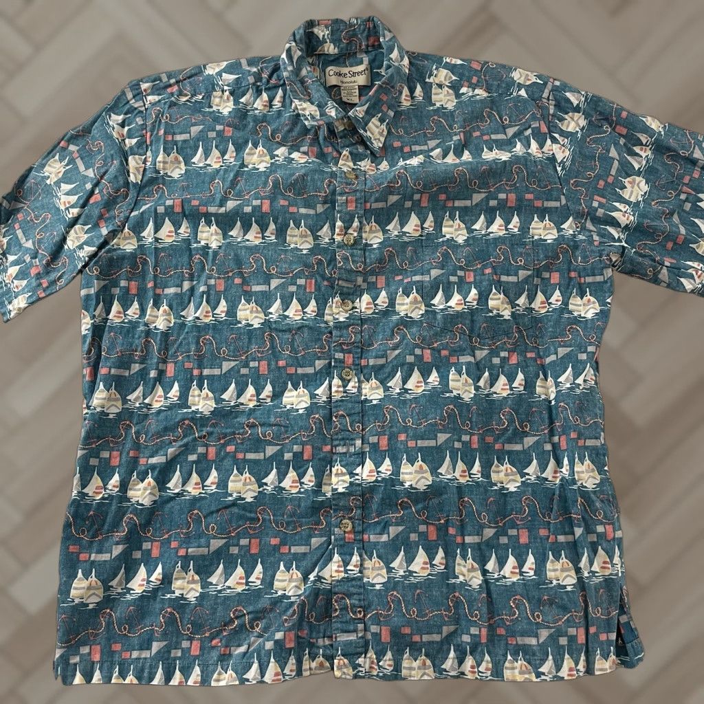 Vintage Cooke Street Shirt Hawaiian Short Sleeve Button-Up XL Men's Blue Size US XL / EU 56 / 4 - 1 Thumbnail