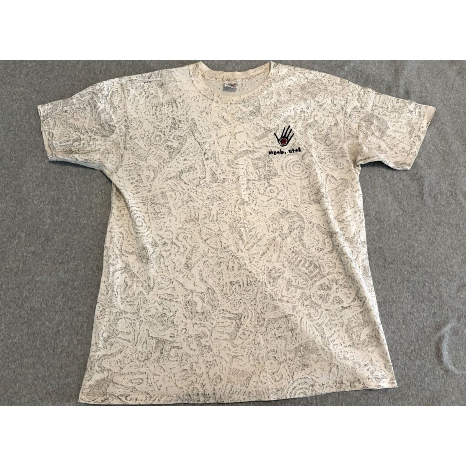 Anvil VINTAGE Anvil T-Shirt Men's Short Sleeve Crew Neck White XL 90s Biker Bike Moab Utah Insane Terrain Rock Hart AOP Size US XL / EU 56 / 4 - 3 Thumbnail