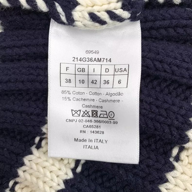 Dior Dior Color-blocked striped cotton navy collar knitted cardi Size XS / US 0-2 / IT 36-38 - 6 Thumbnail