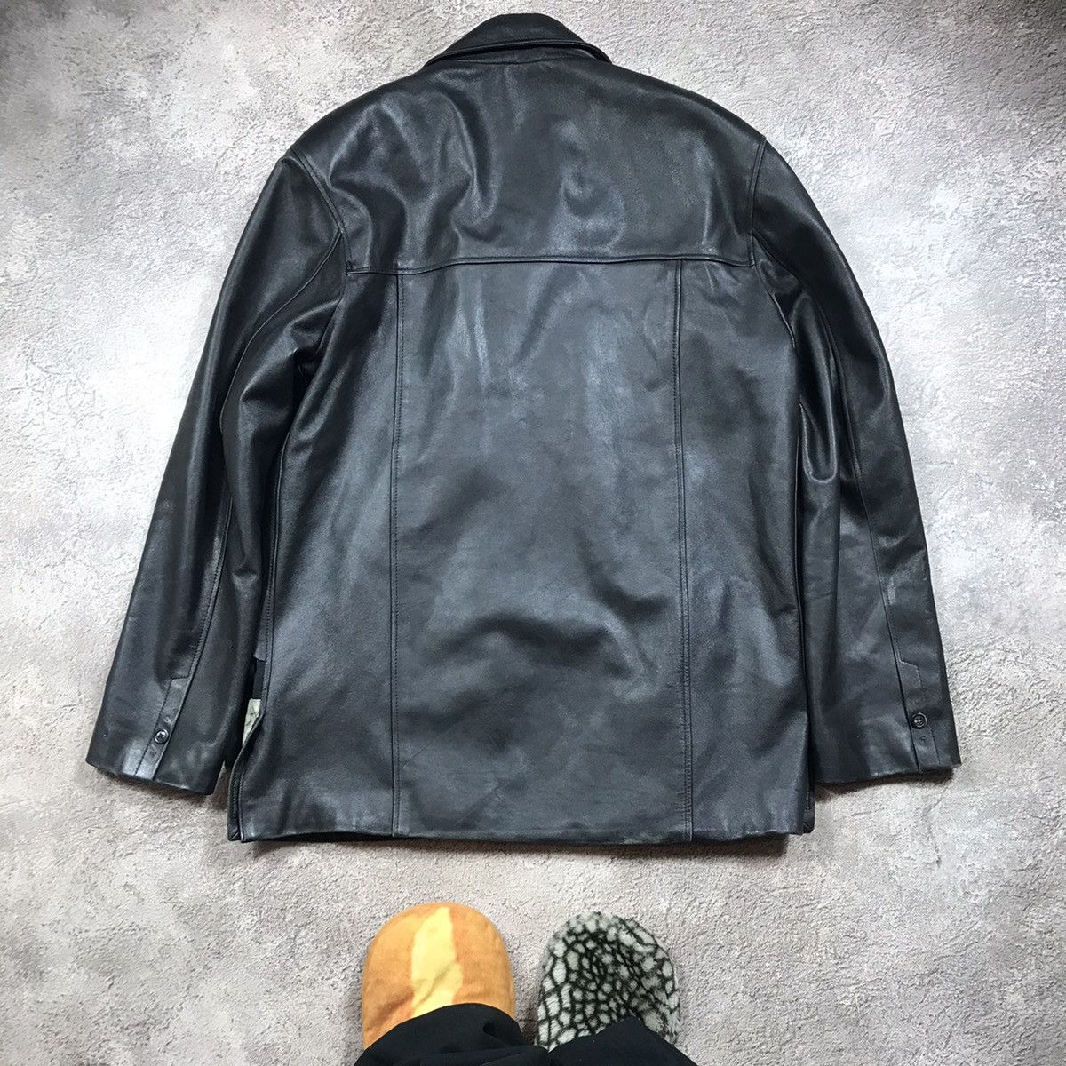 Vintage Vintage 90s Black Leather Jacket Oversized Streetwear XL Size US XL / EU 56 / 4 - 6 Thumbnail