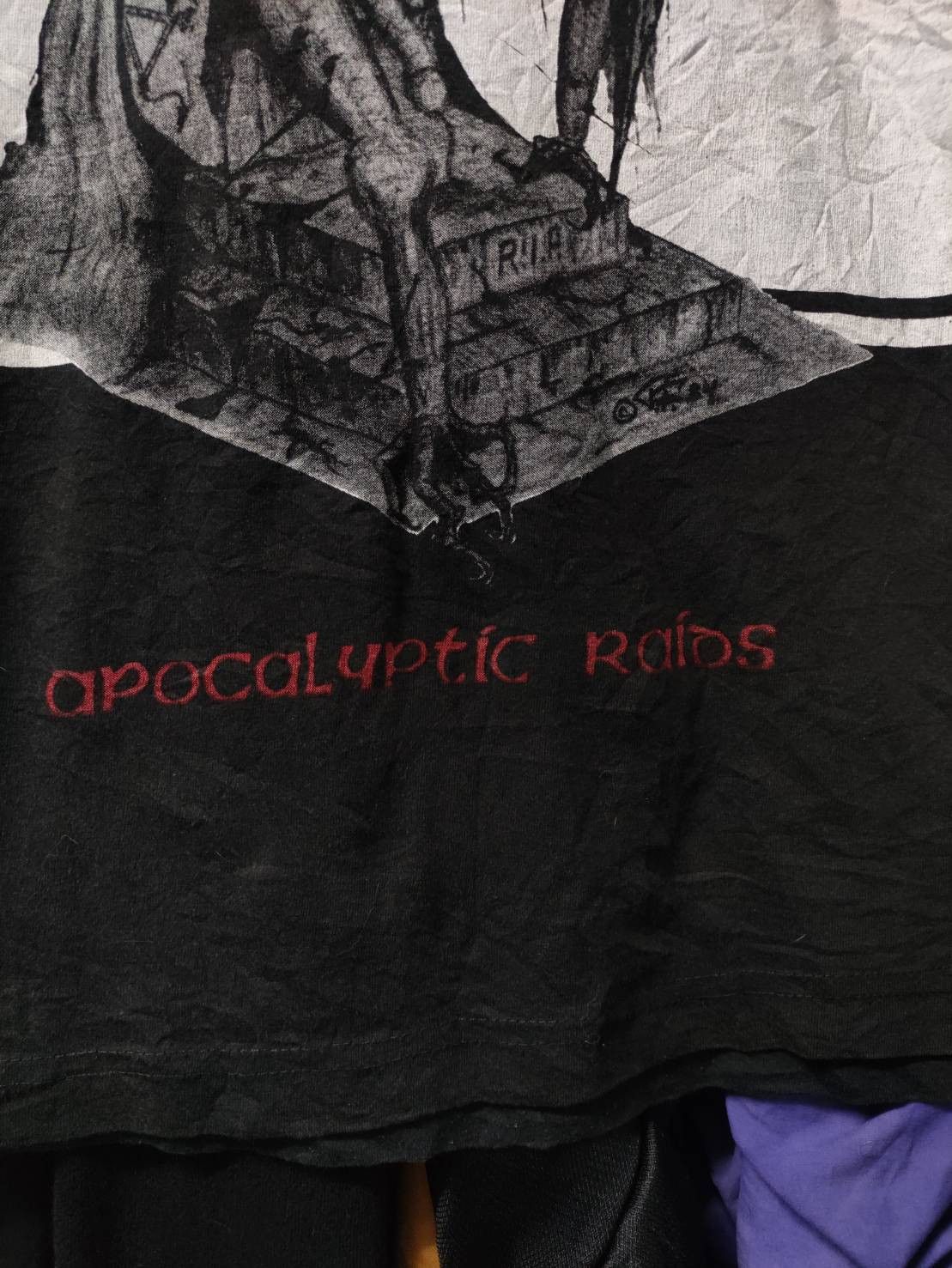 Band Tees Vtg 90's Hellhammer " Apocalyptic Raids " EP Promo T-Shirt Size US XL / EU 56 / 4 - 6 Thumbnail