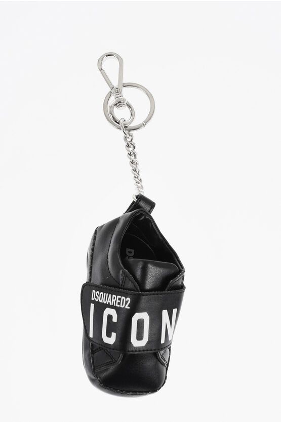 ICON Metal Keyring with Faux Leather Shoe-Shaped Pendant