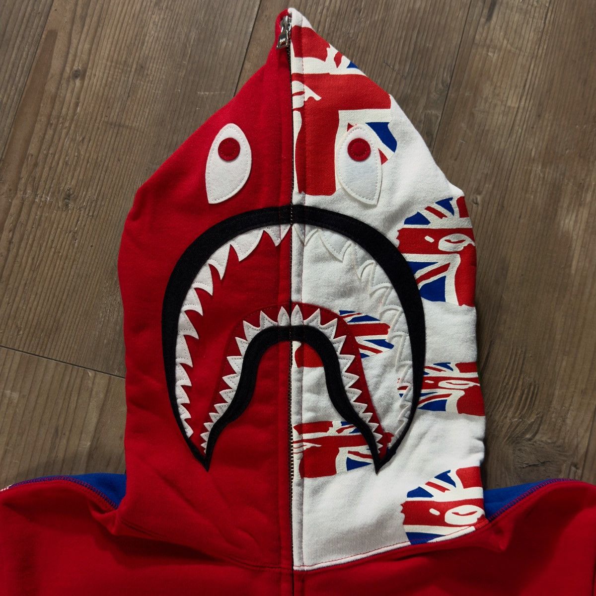 Bape Bape London Union Jack Shark Full Zip Hoodie Red 2020 Size US L / EU 52-54 / 3 - 5 Thumbnail