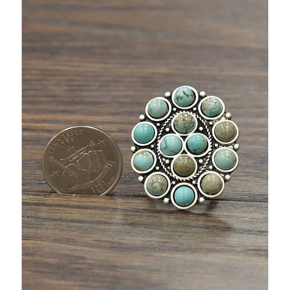 Other Bohemian Hippie Turquoise Adjustable Statement Cuff Ring for Size ONE SIZE - 3 Thumbnail