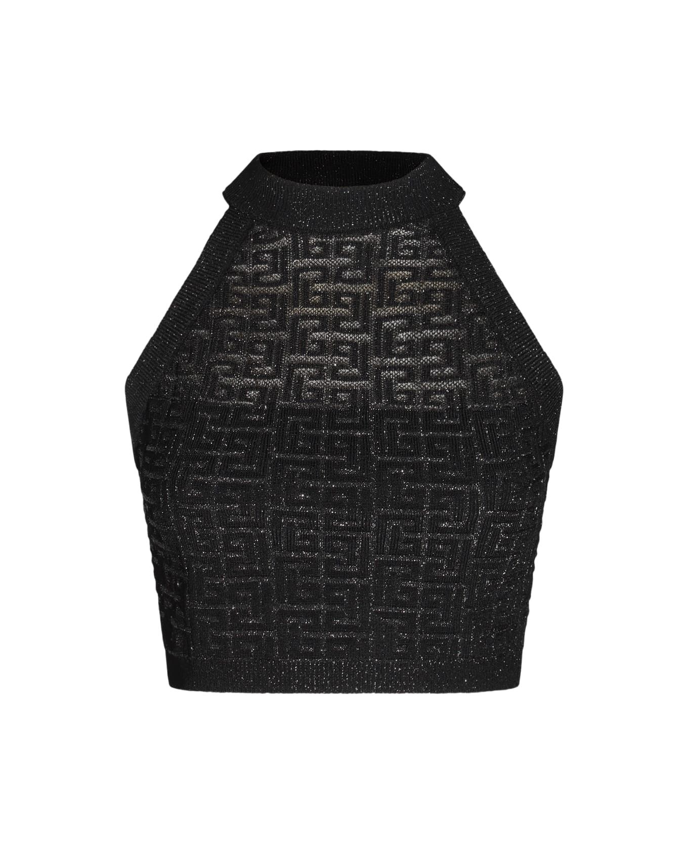 Balmain o1srvl11e1125 4G Halterneck Knit Top in Black Size XS / US 0-2 / IT 36-38 - 1 Thumbnail