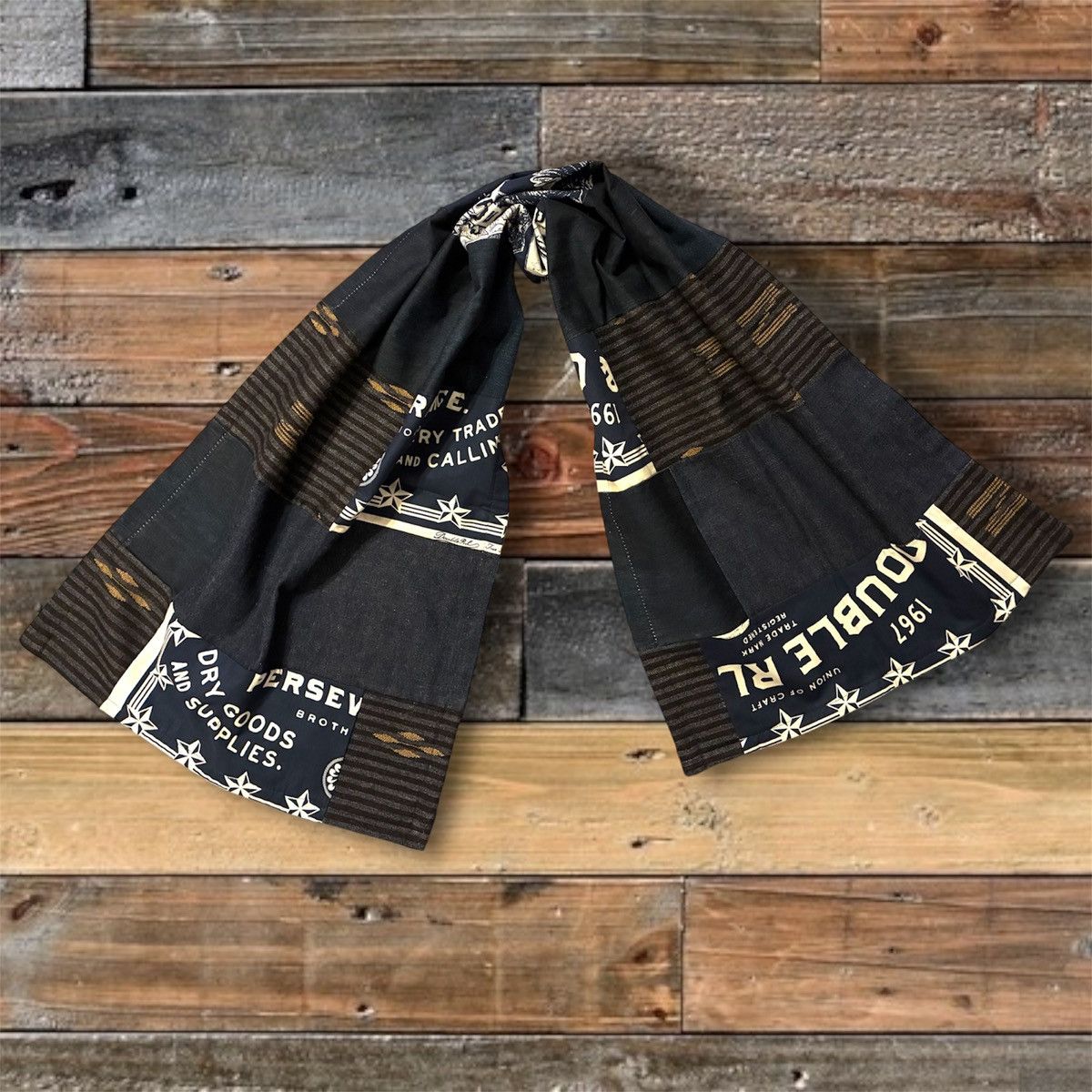 RRL Ralph Lauren CUSTOM RRL/RL PATCHWORK SCARF (100% UPCYCLED RRL FABRICS) Size ONE SIZE - 2 Thumbnail