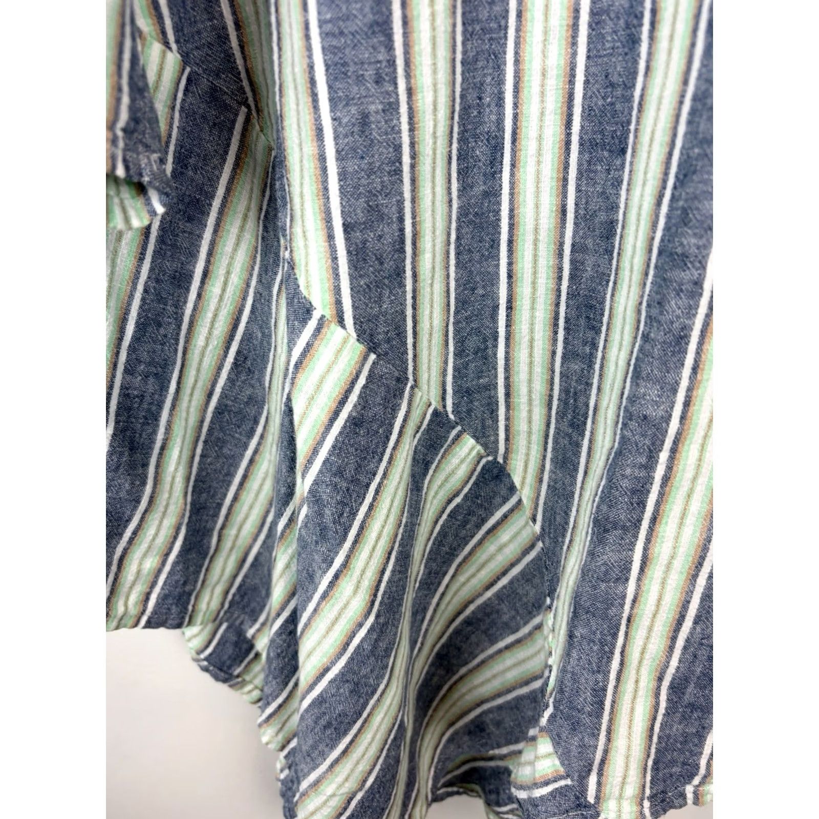 Vintage Coastal Lagenlook Beach Tunic Top Shirt Womens 2X Striped Asymetrical Blue Linen Size XXL / US 16-18 / IT 52-54 - 5 Thumbnail