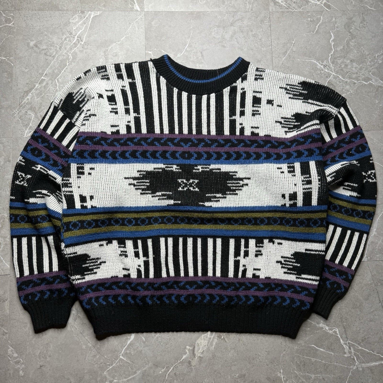Vintage Vintage 90s Aztec Southwestern Abstract Knit Sweater XL Size US XL / EU 56 / 4 - 2 Thumbnail