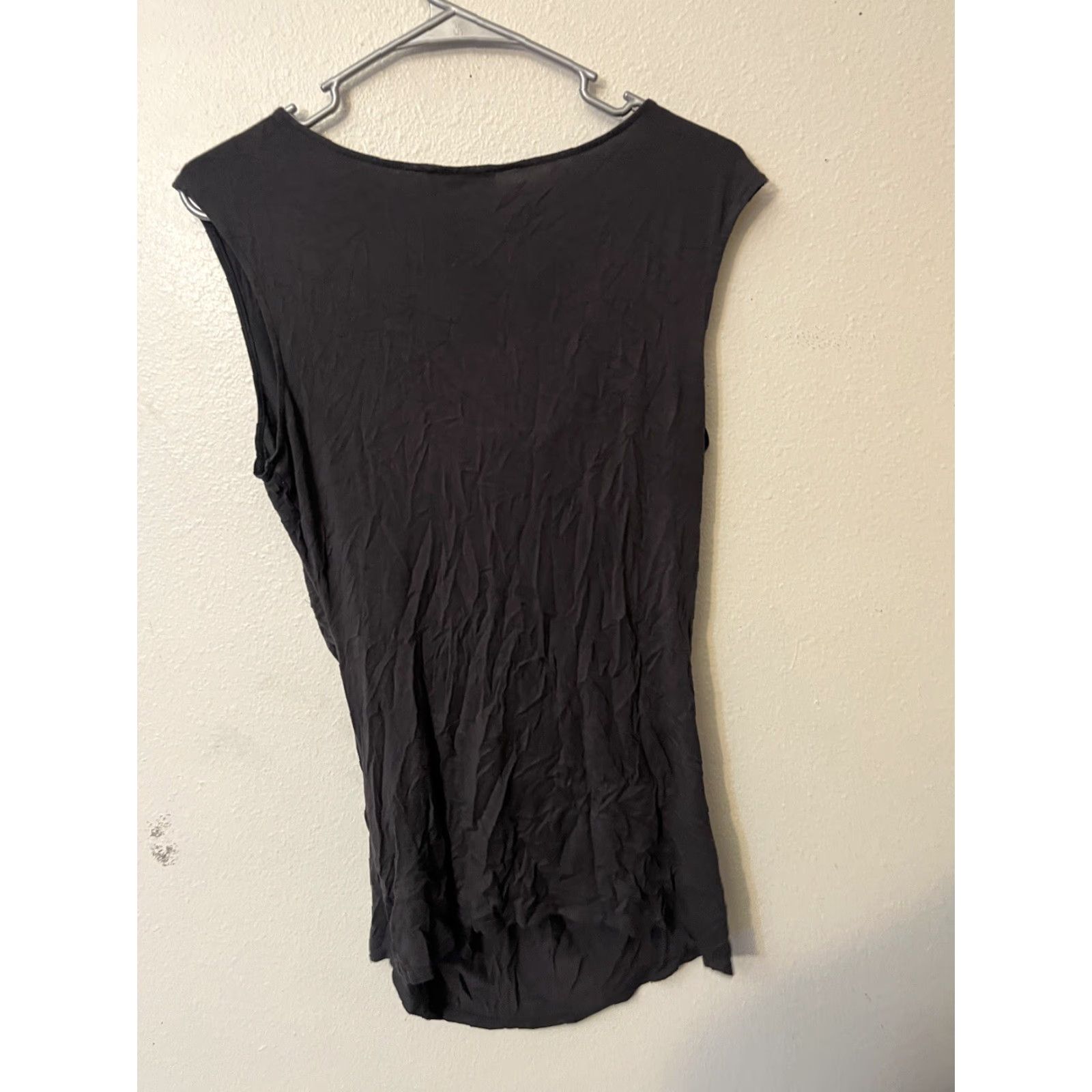 Express Express Womens Draped Twist Front Sleeveless Blouse L Black Stretch Casual Nuetral Size L / US 10 / IT 46 - 3 Thumbnail
