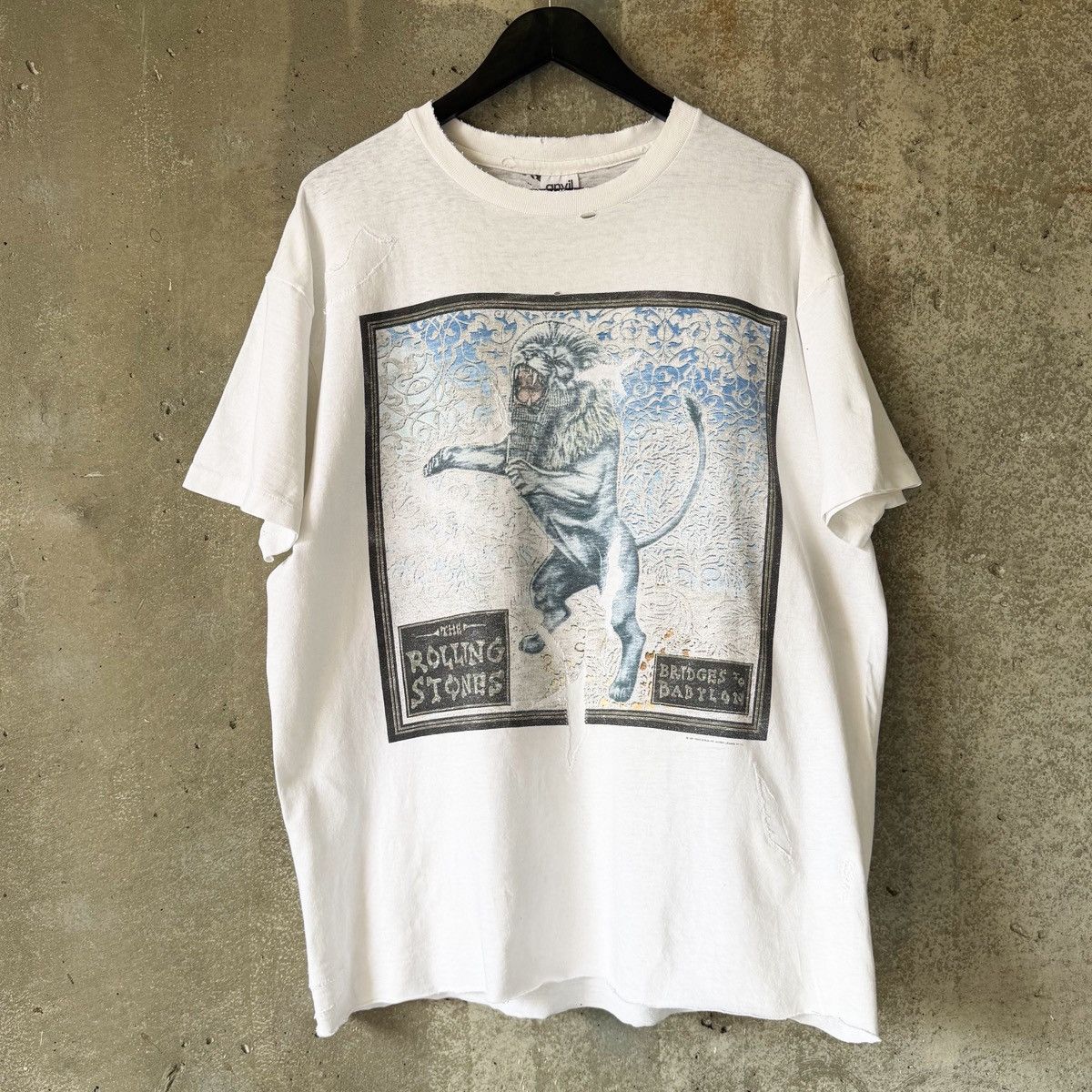 The Rolling Stones THRASHED 90s Vintage The Rolling Stones Babylon Tour T-Shirt Size US XL / EU 56 / 4 - 5 Thumbnail