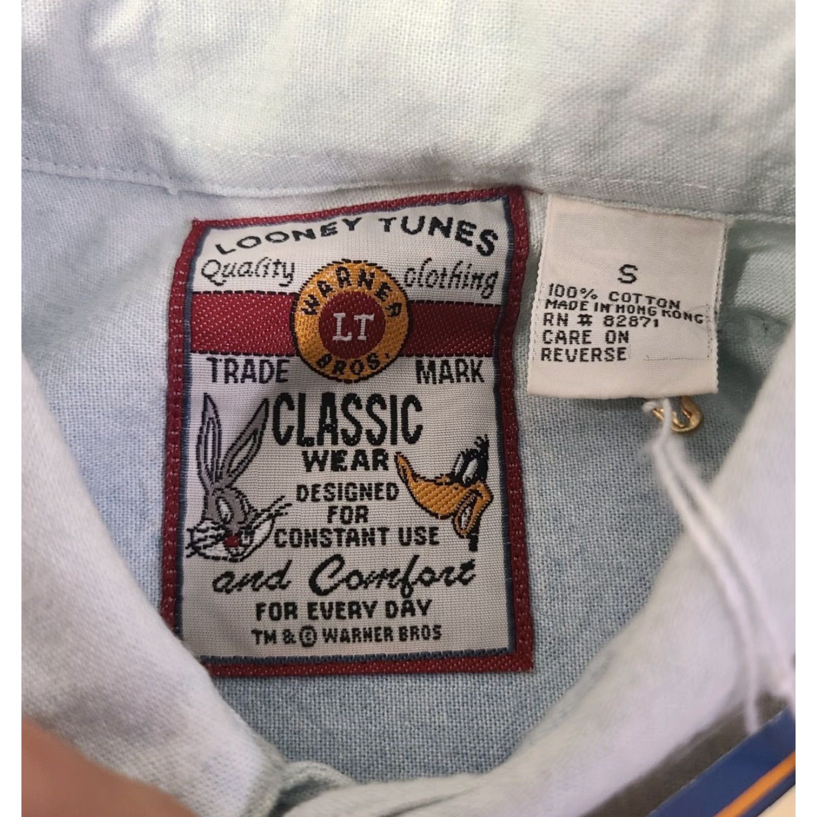 Denime VINTAGE Warner Brothers Looney Tunes Denim Button-Down Shirt Small Men Blue Western Casual Workwear Mens Size US S / EU 44-46 / 1 - 4 Thumbnail