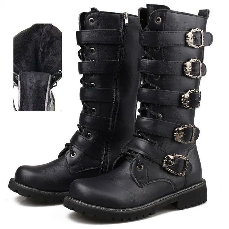Leather Leather gothic punk style military outdoor boots Size US 10 / EU 43 - 2 Thumbnail