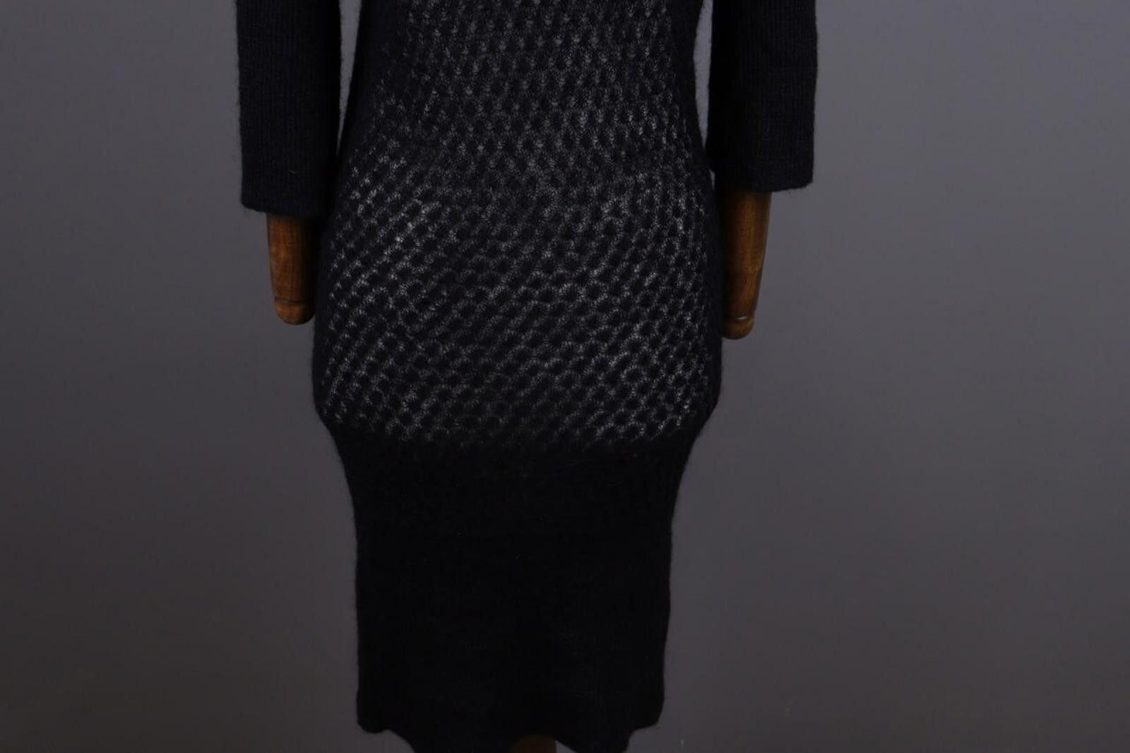 Pink Floyd Pinko Black 3/4 Sleeve Knit Mesh Mohair Bodycon Dress Size L Size L / US 10 / IT 46 - 12 Thumbnail
