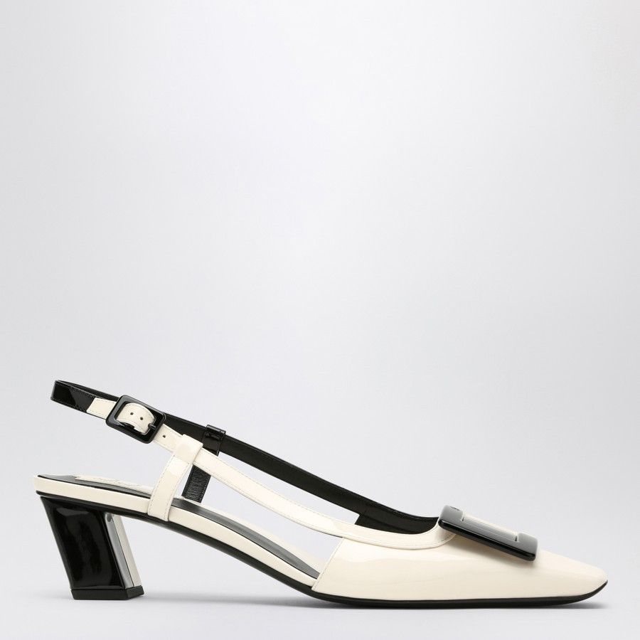 Roger Vivier o1d2blof0924 Leather Slingback in White & Black Size US 7 / IT 37 - 1 Thumbnail