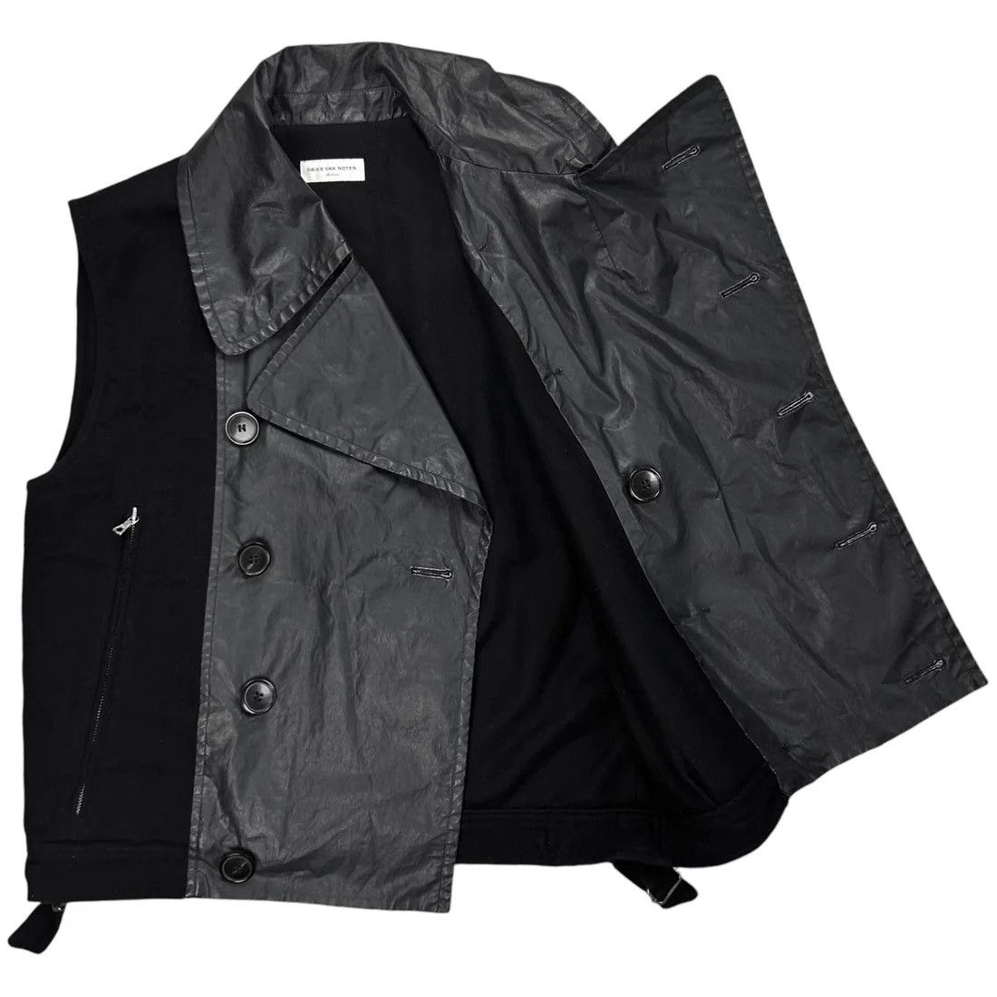 Dries Van Noten Dries Van Noten Double Breasted Waxed Panel Wool Vest Size US M / EU 48-50 / 2 - 10 Thumbnail