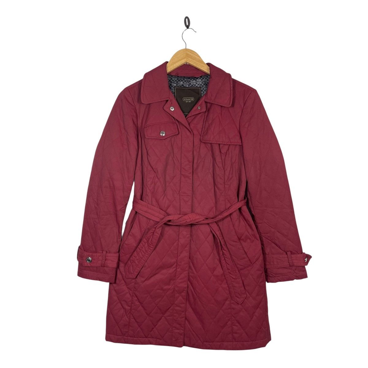 Coach Coach Quilted Jacket Red Belted Coat Women Signature Lining Size S / US 4 / IT 40 - 1 Thumbnail