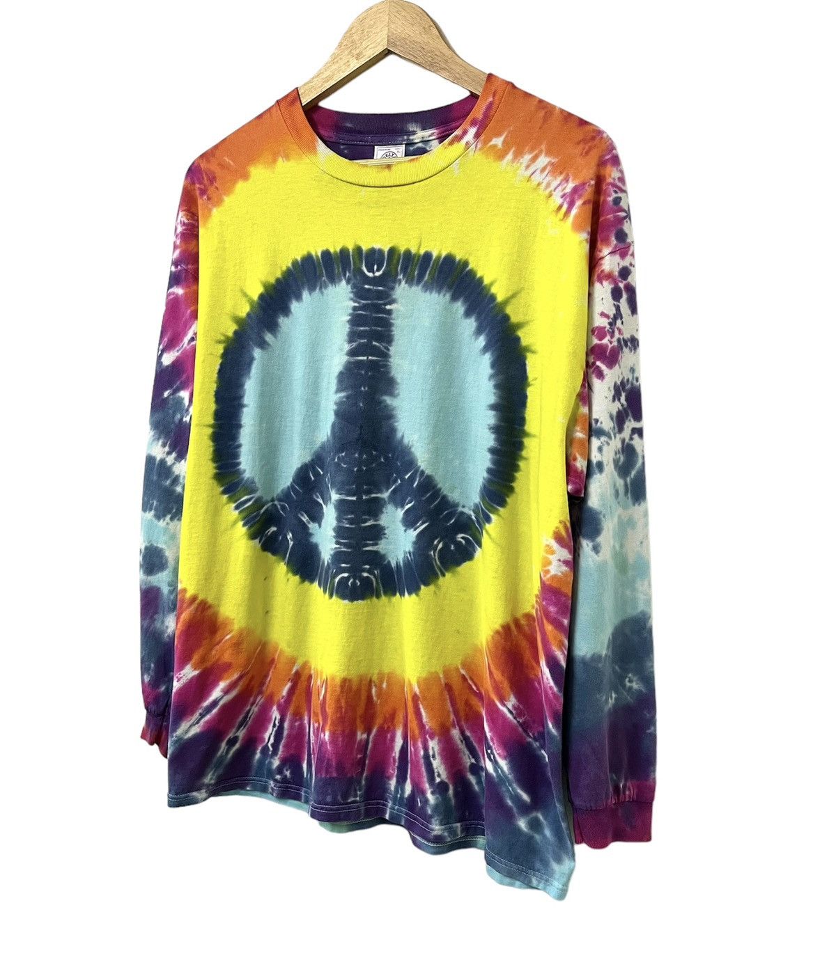 Vintage VINTAGE 00s PEACE SIGN HIPPIE TIE DYE JOHN LENNON SHIRT Size US XL / EU 56 / 4 - 6 Thumbnail