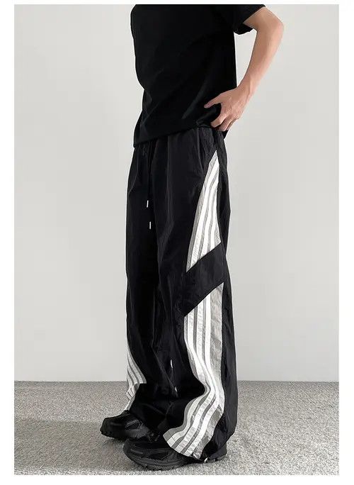 Japanese Brand Katagiri x Kita Black Baggy Striped Sweatpants Size US 30 / EU 46 - 5 Thumbnail