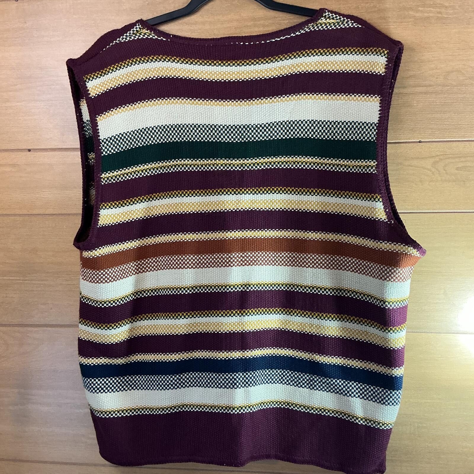Other Vintage Furor Star FSJ Striped Sweater Vest Men’s Large Tags Size US L / EU 52-54 / 3 - 5 Thumbnail