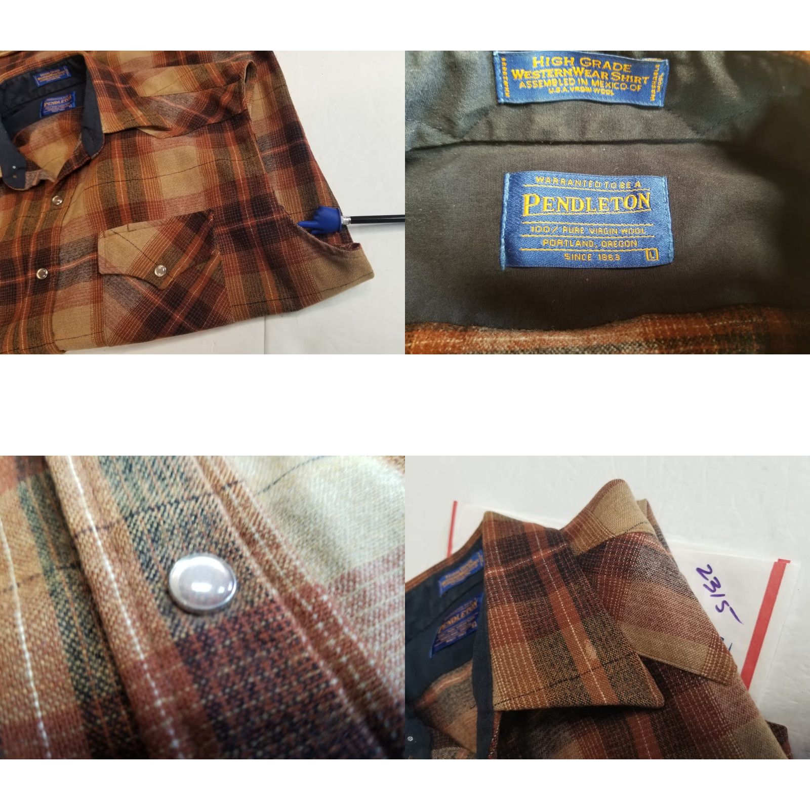 Pendleton VINTAGE Pendleton Shirt Mens Large Sleeveless Button-Up Wool Brown Collared 100% Virgin Wool Workwear Casual Pockets Vintage Yes Mens Regulations? Size US L / EU 52-54 / 3 - 8 Thumbnail