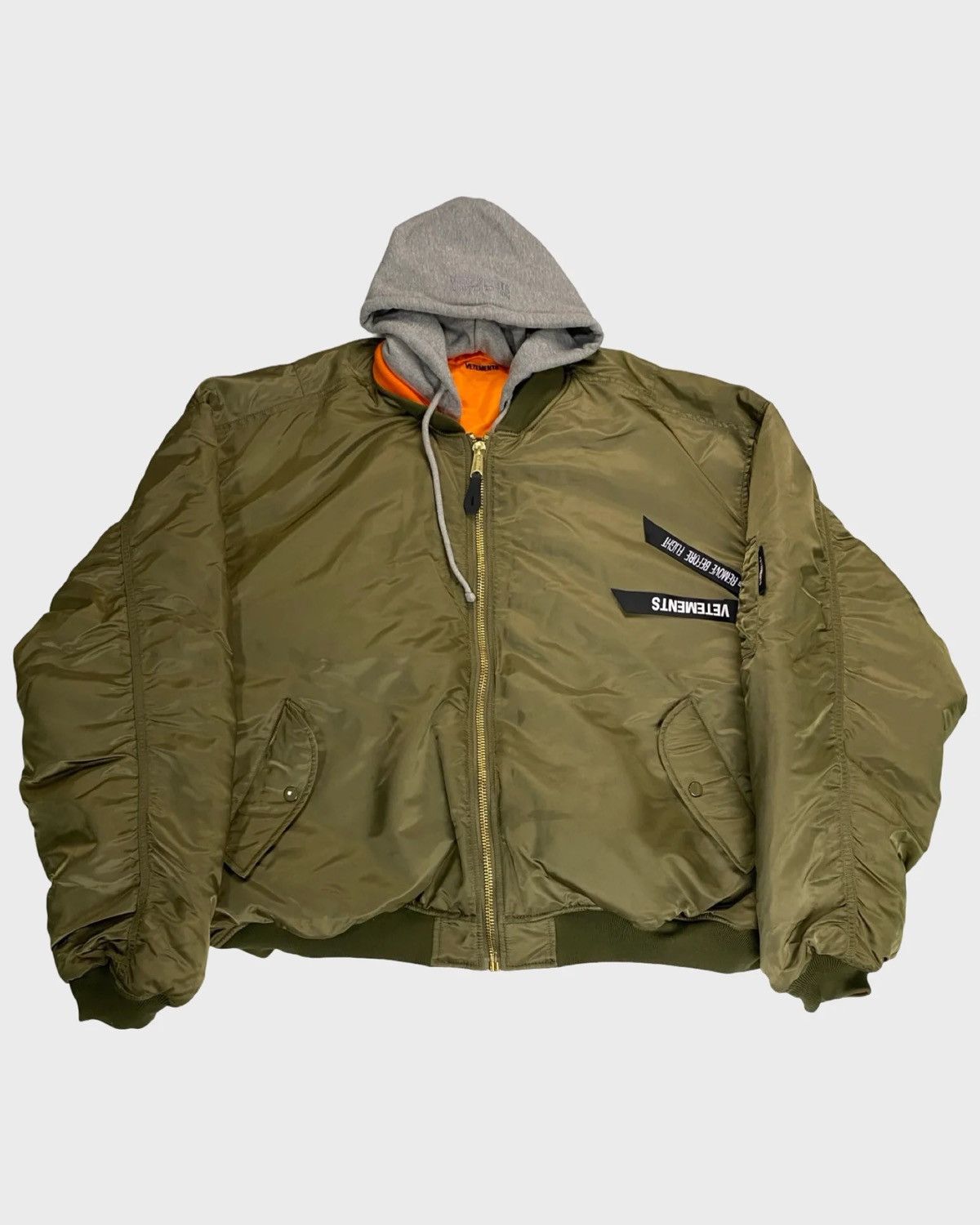 VETEMENTS BY GURAM OLIVE GREEN MA1 BOMBER JACKET - Outerwear