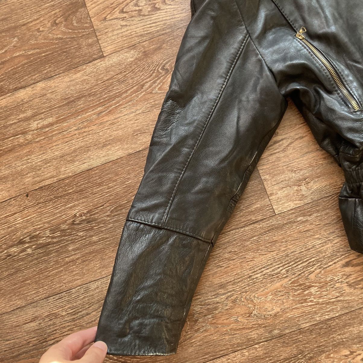 20471120 Vintage Italian Punk Leather Jacket 80’s Avant Garde Style Size S / US 4 / IT 40 - 7 Thumbnail